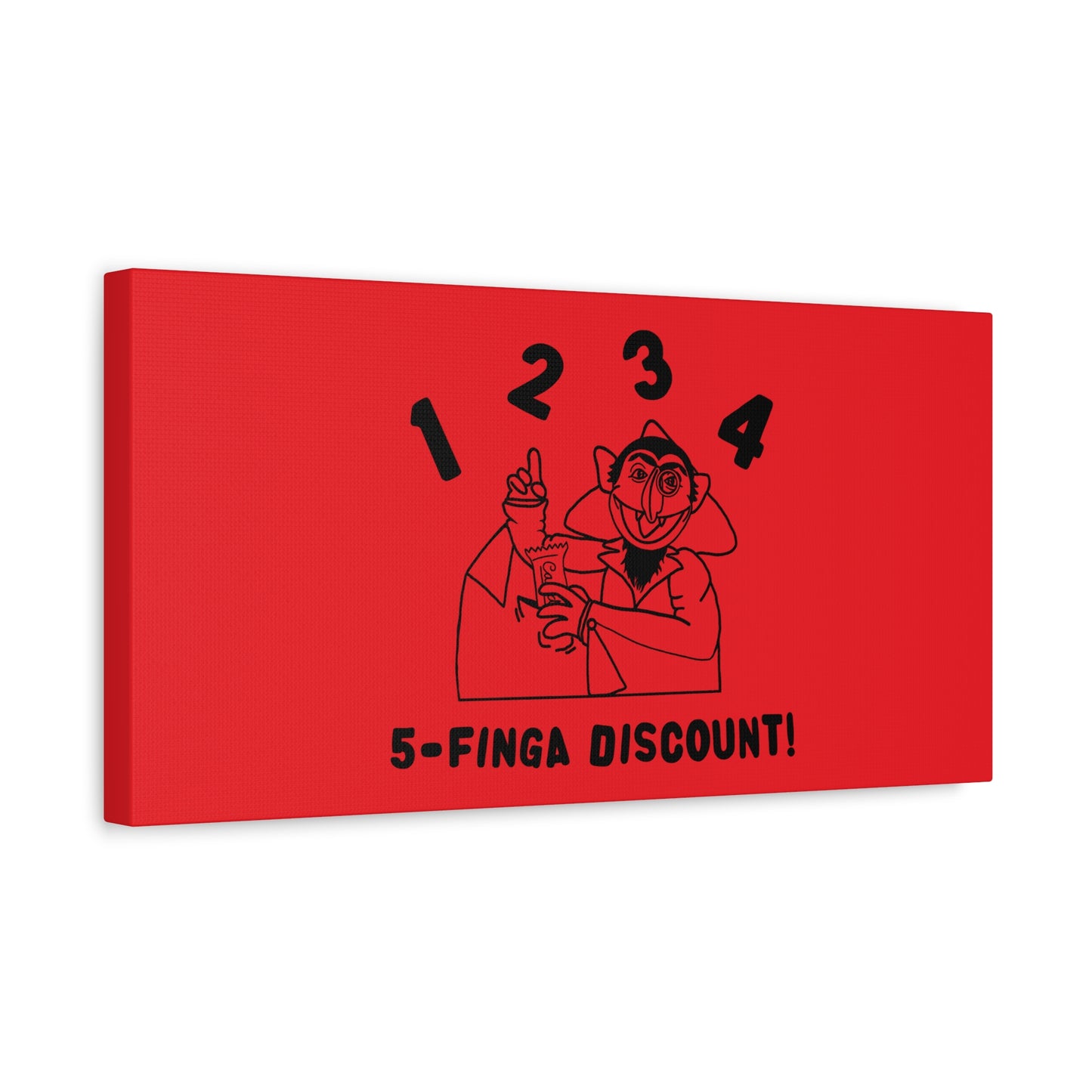Five Finger Discount Outline Canvas Print Red - Sesame Street The Count Parody Art Print