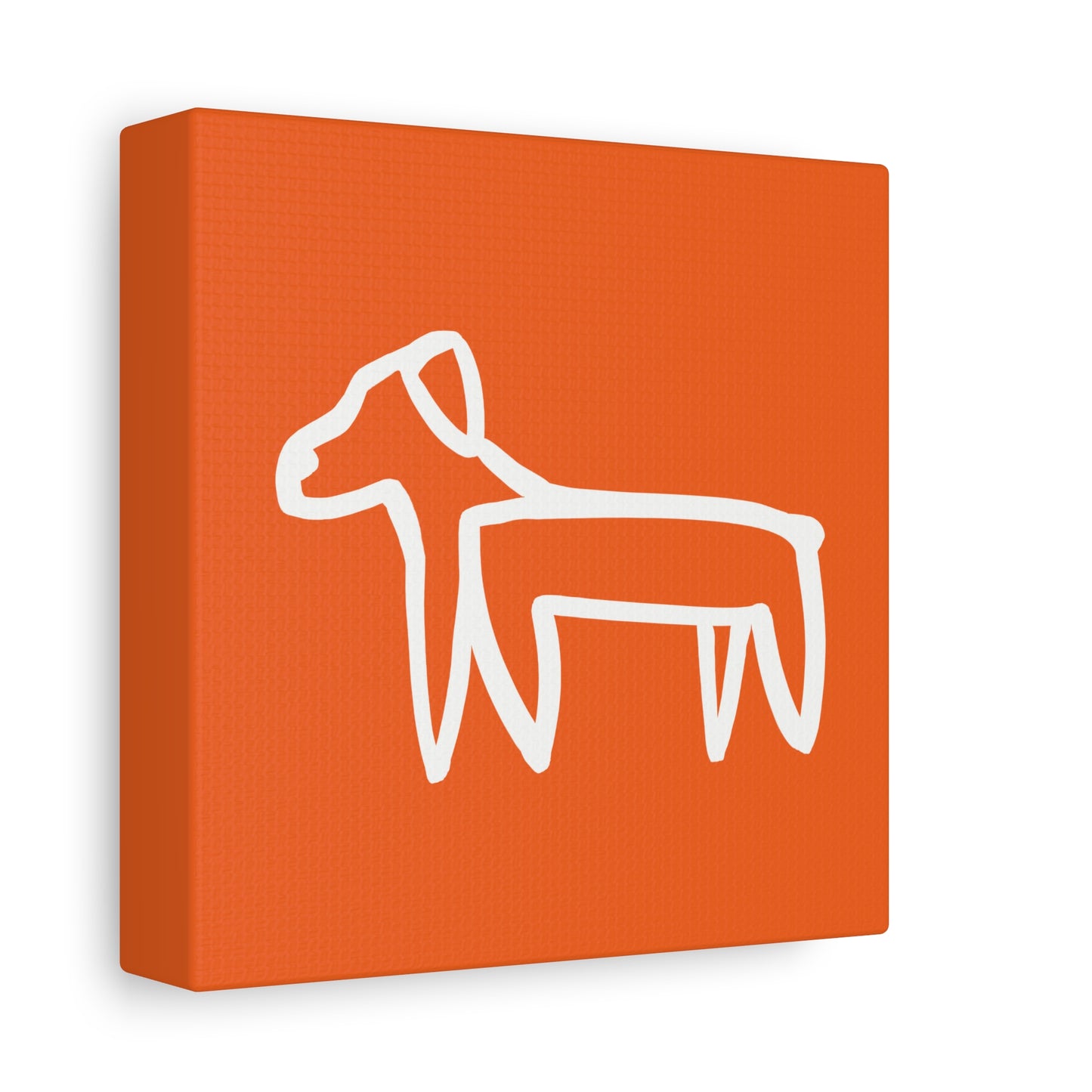 Dog Canvas Print on Orange (Transparent Style White Dog) - Dog Art Print