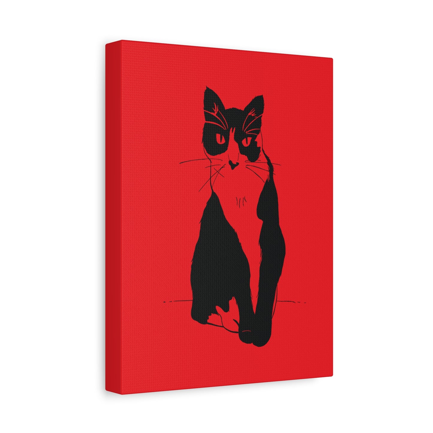 Cat Canvas Print on Red (Transparent Style Cat) - Cat Drawing Art