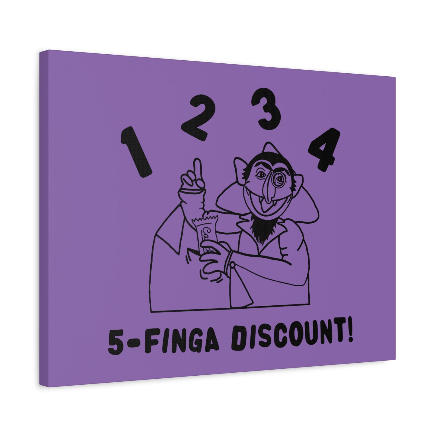 Five Finger Discount Outline Canvas Print Light Purple - Sesame Street The Count Parody Art Print
