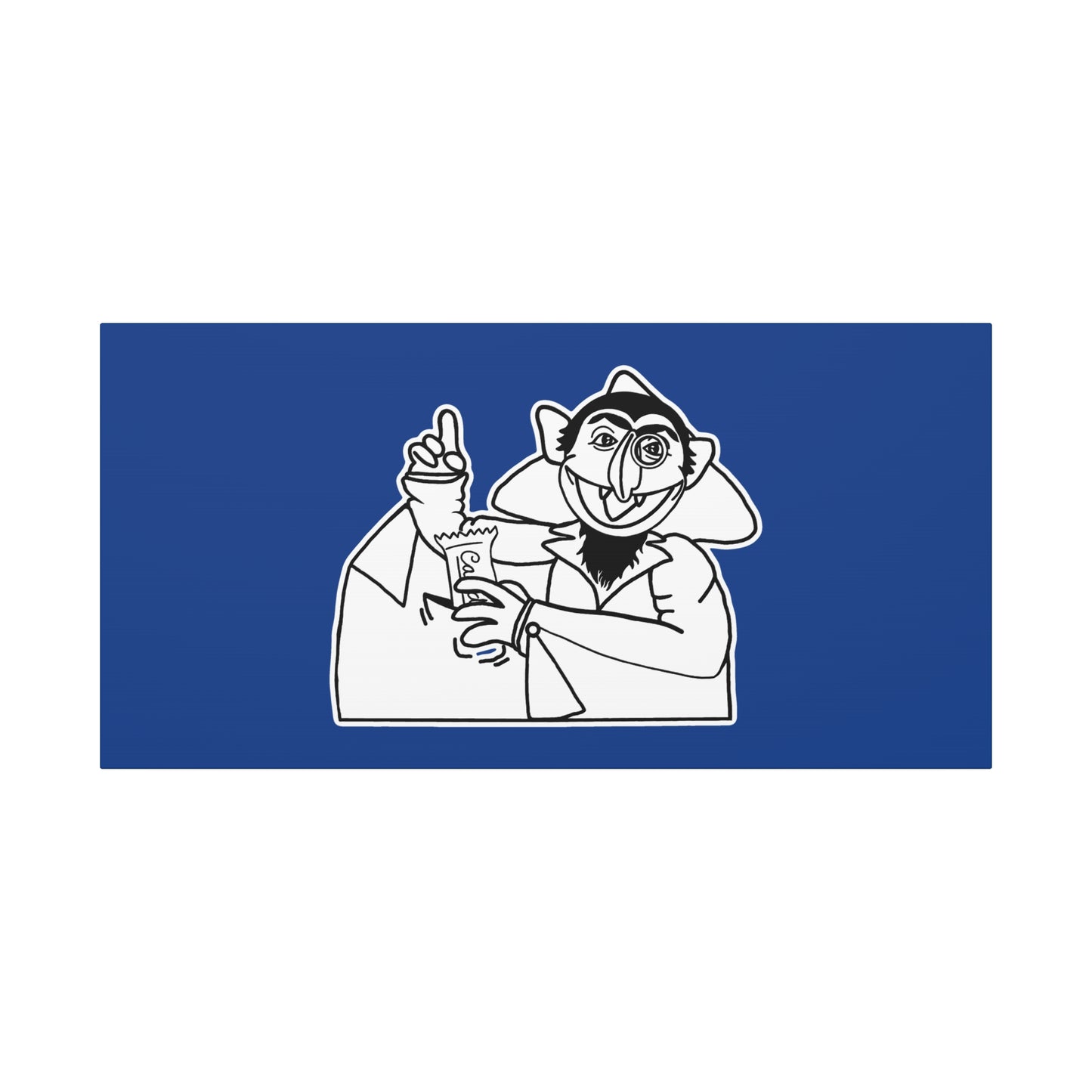 The Count Stealing Candy Outline Canvas Print Dark Blue - Sesame Street The Count Parody Art