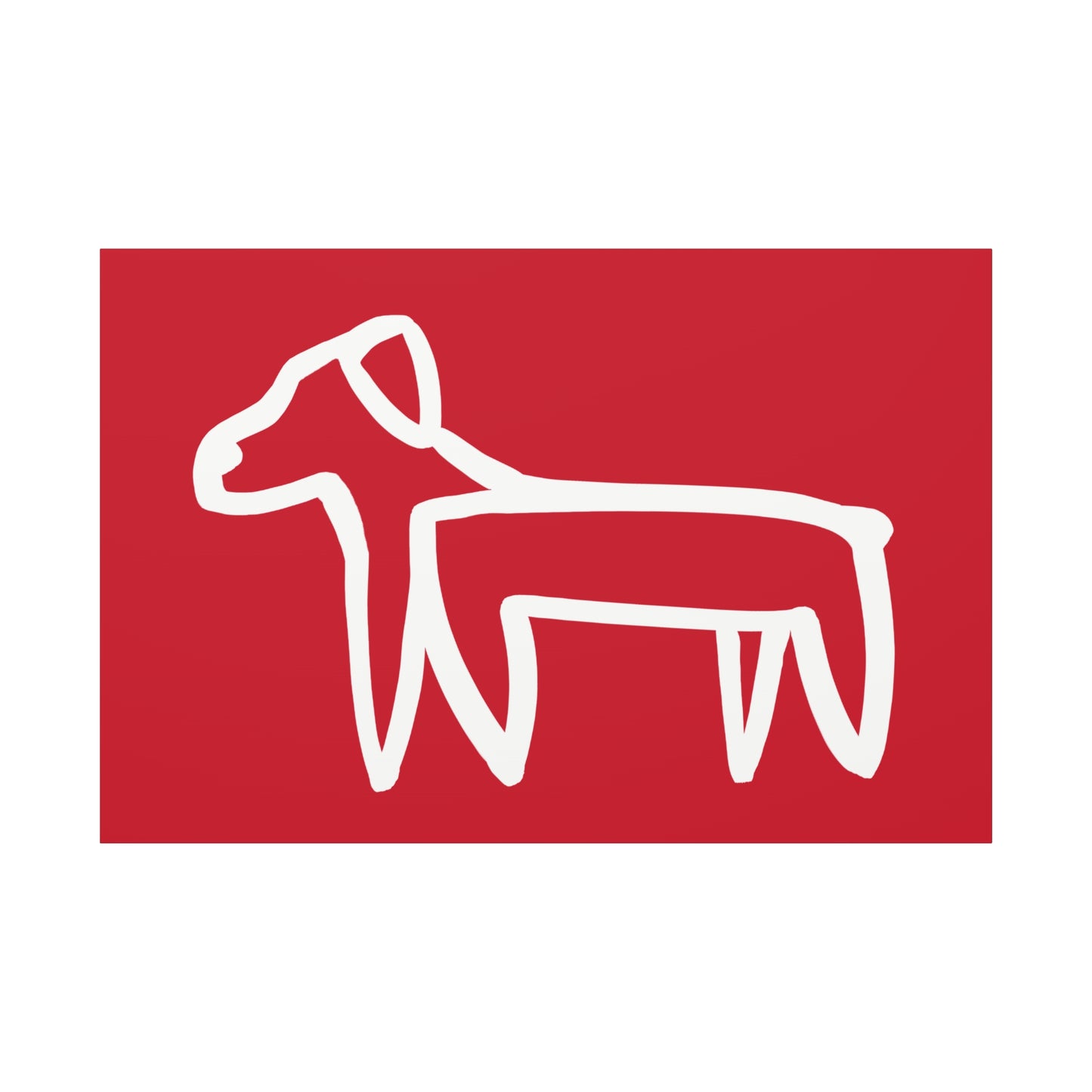 Dog Canvas Print on Red (Transparent Style White Dog) - Dog Art Print