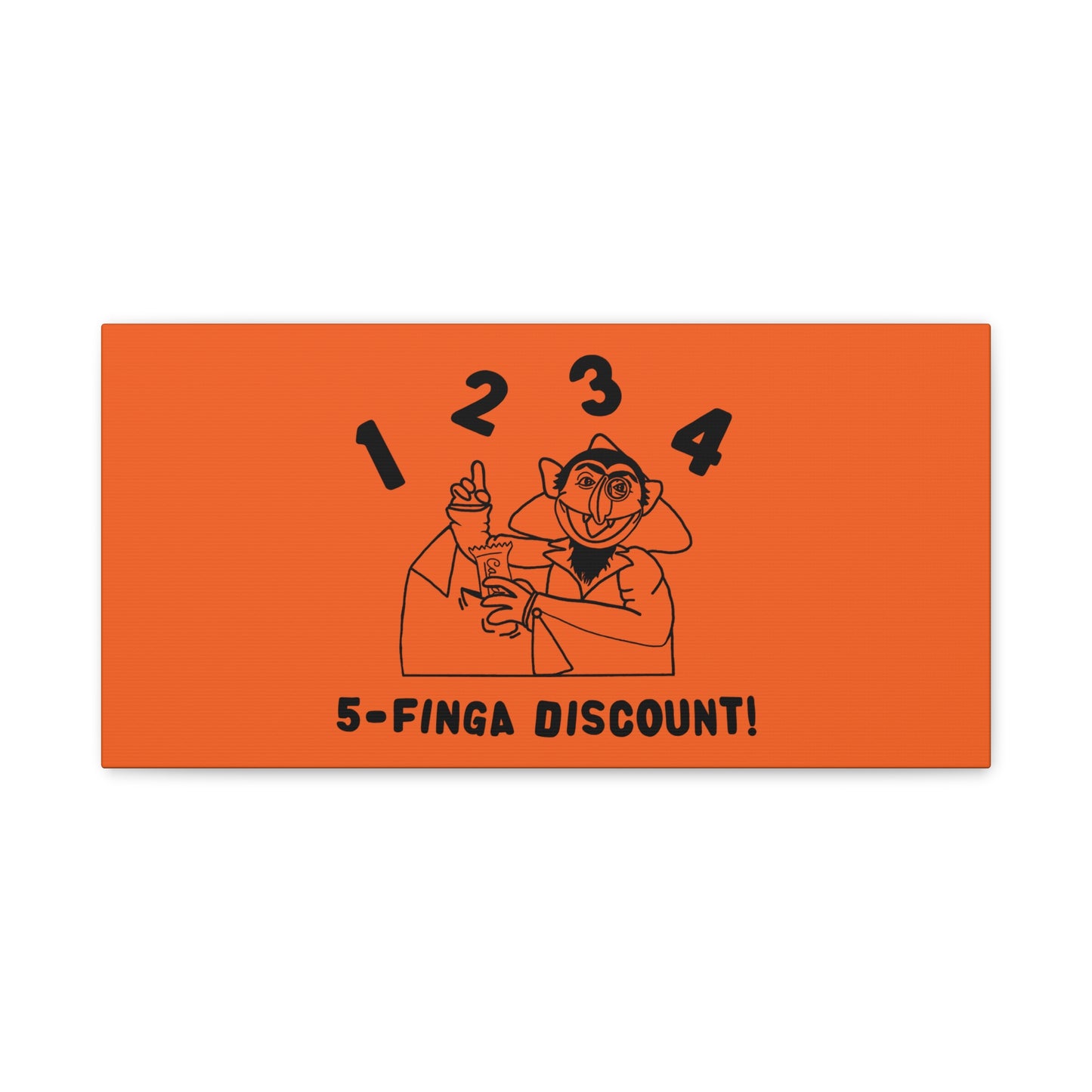 Five Finger Discount Outline Canvas Print Orange - Sesame Street The Count Parody Art Print