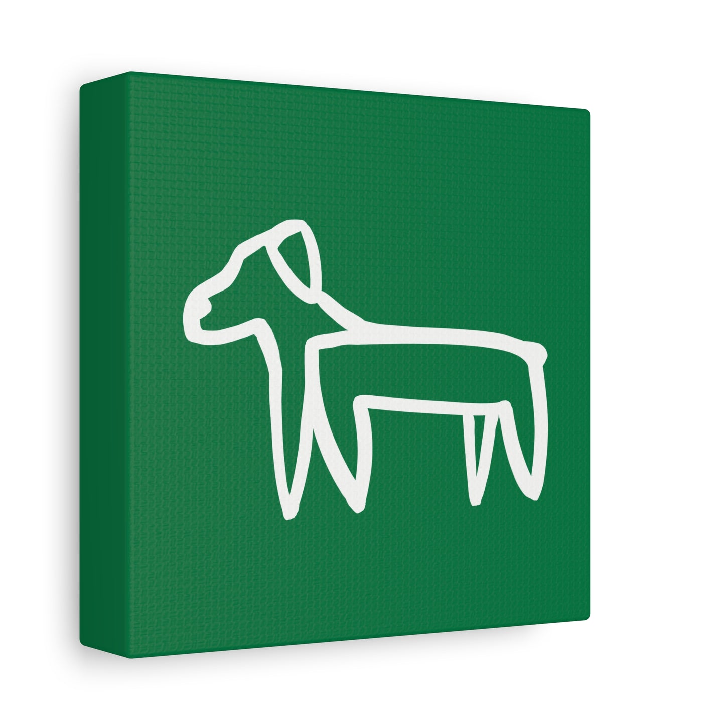 Dog Canvas Print on Green (Transparent Style White Dog) - Dog Art Print