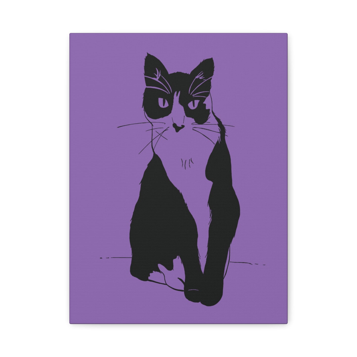 Cat Canvas Print on Purple (Transparent Style Cat) - Cat Drawing Art
