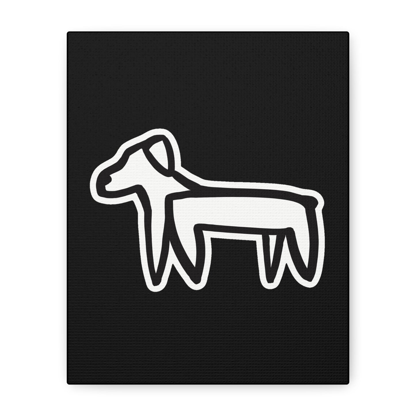 Dog Canvas Print on Black (Sticker Style Dog) - Dog Art Print