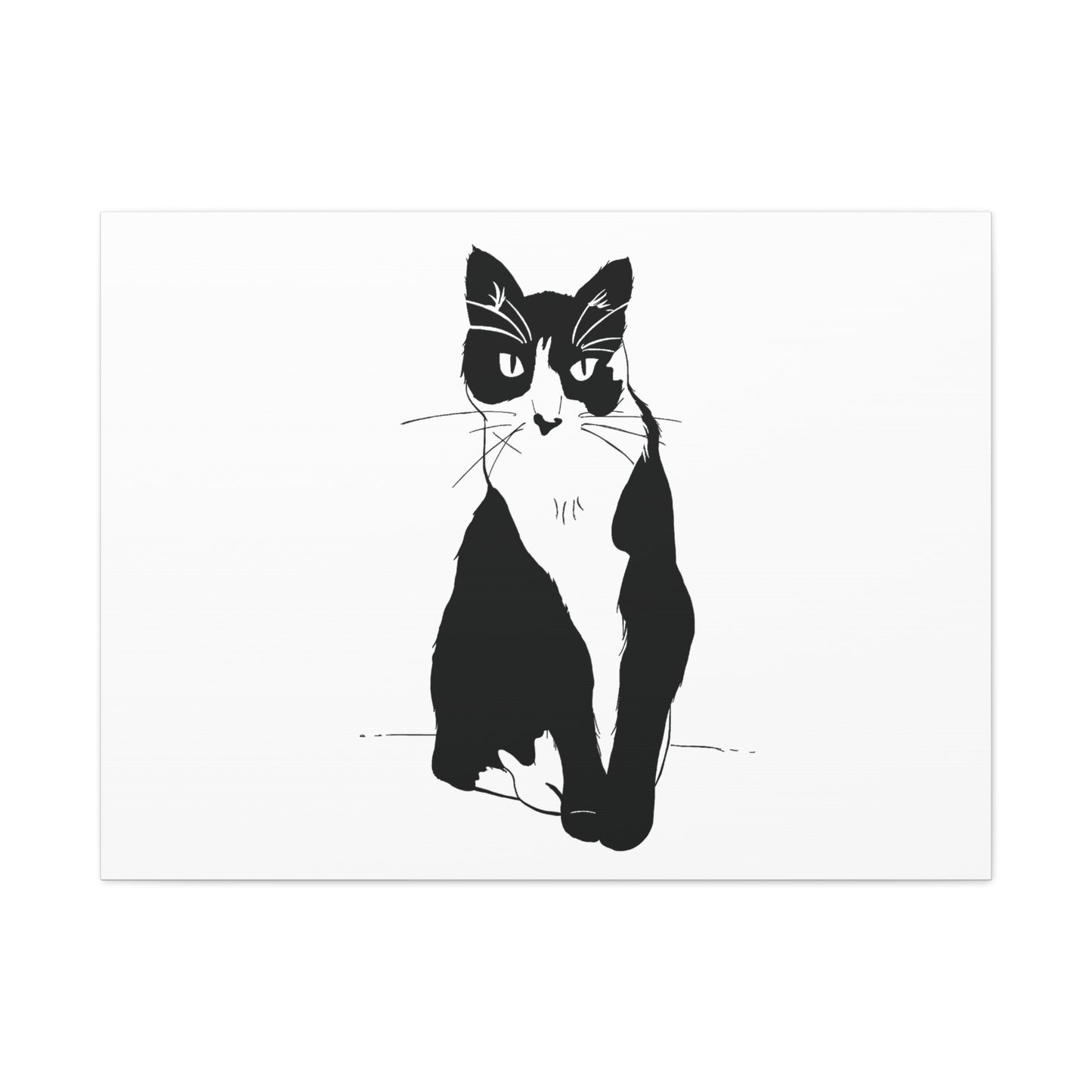 Cat Canvas Print on White (Transparent Style Cat) - Cat Drawing Art
