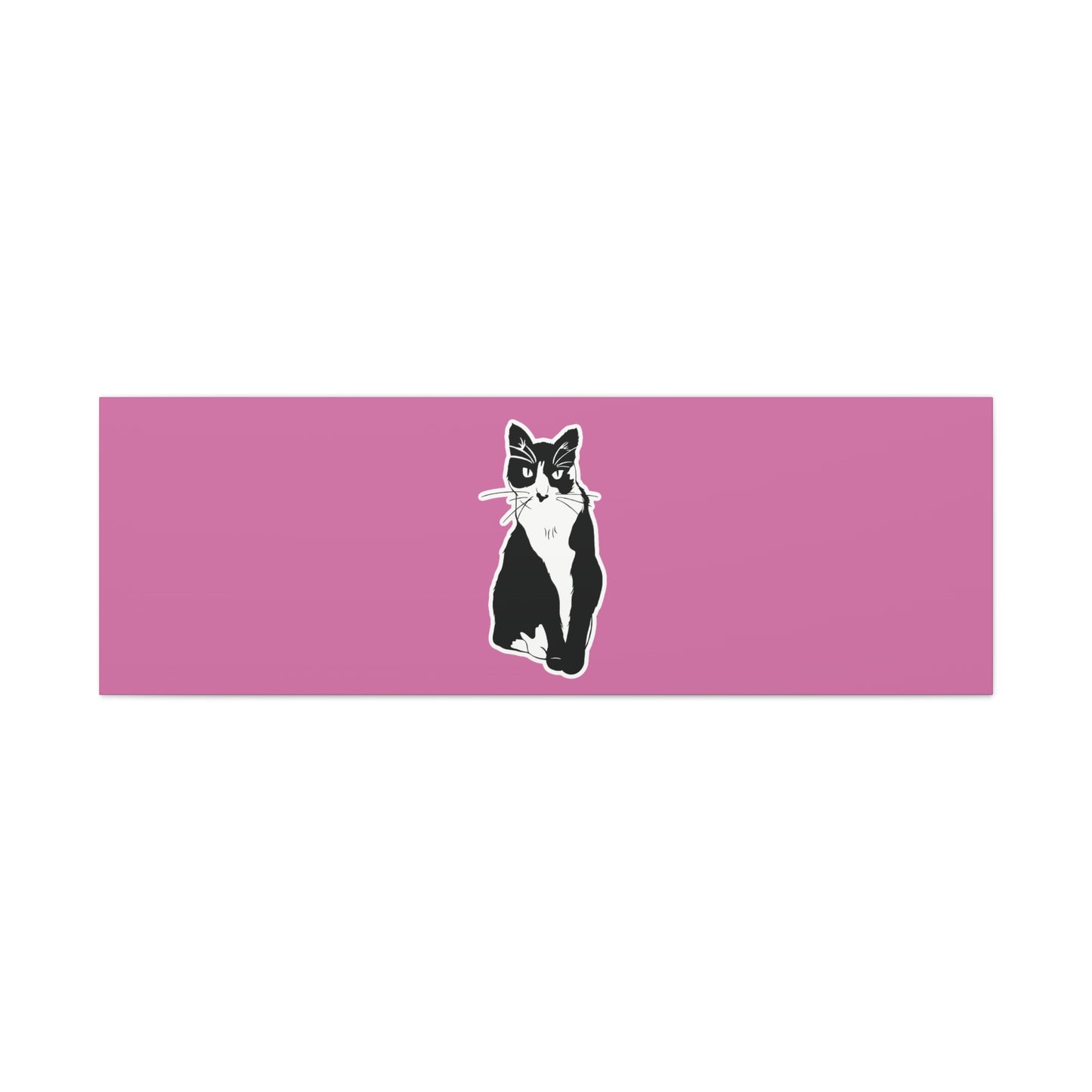 Cat Canvas on Light Pink (Sticker Style Cat) - Cat Drawing Art