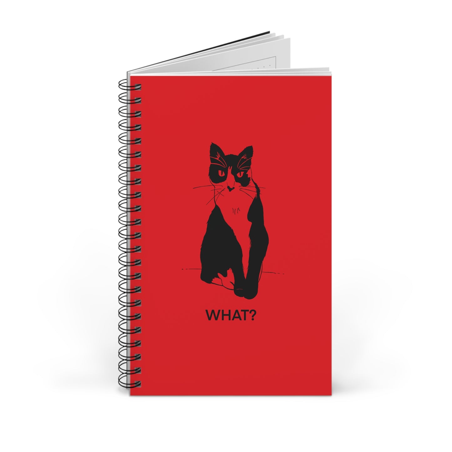 Cattitude Notebook in Red (Transparent Style Cat) - Cat Spiral Notebook