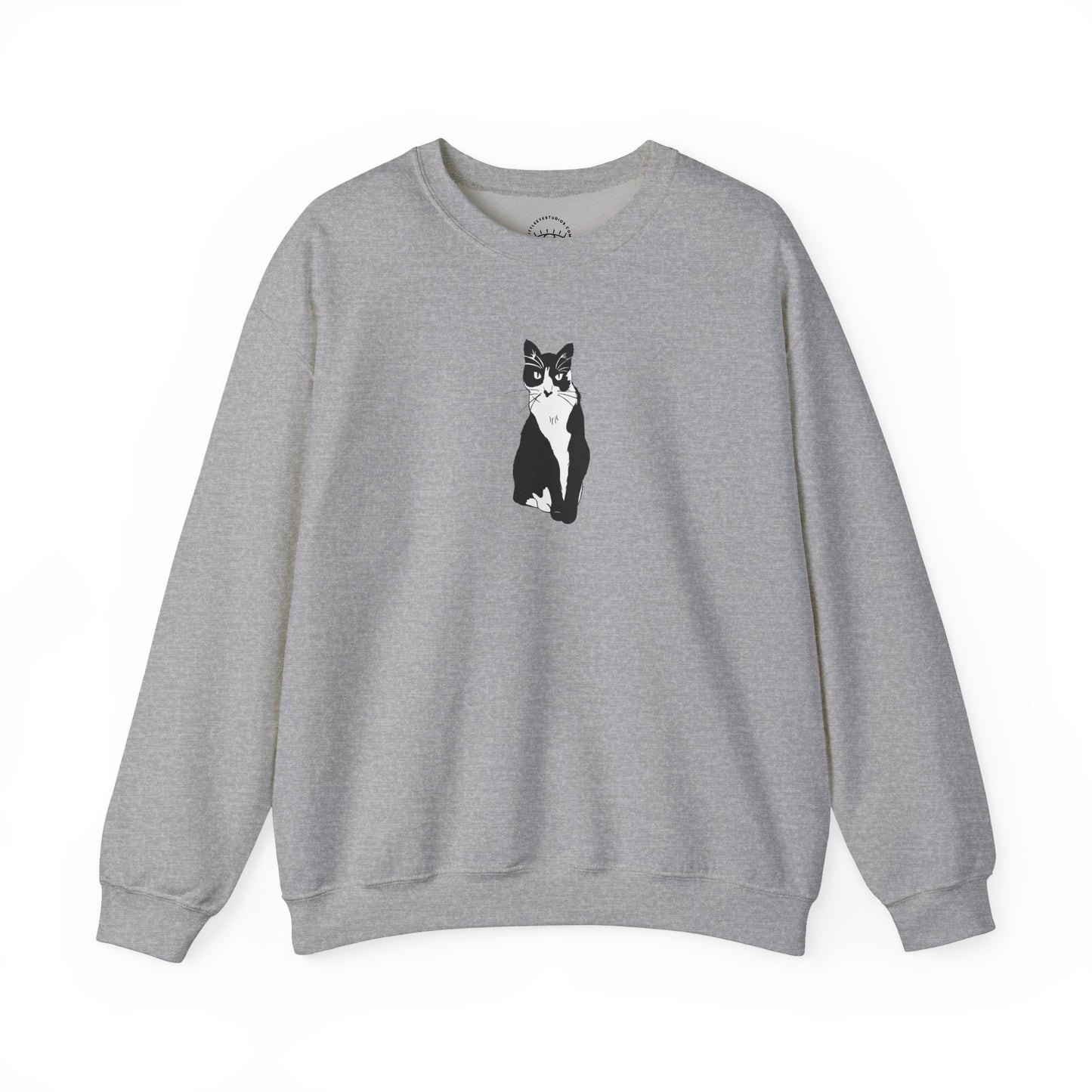 Cat Sweatshirt (B&W Style Cat) - Cat Drawing Sweatshirt