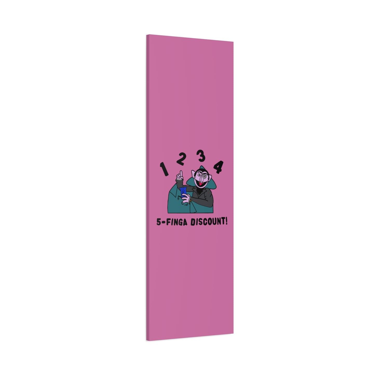Five Finger Discount Canvas Print Light Pink - Sesame Street The Count Parody Art Print