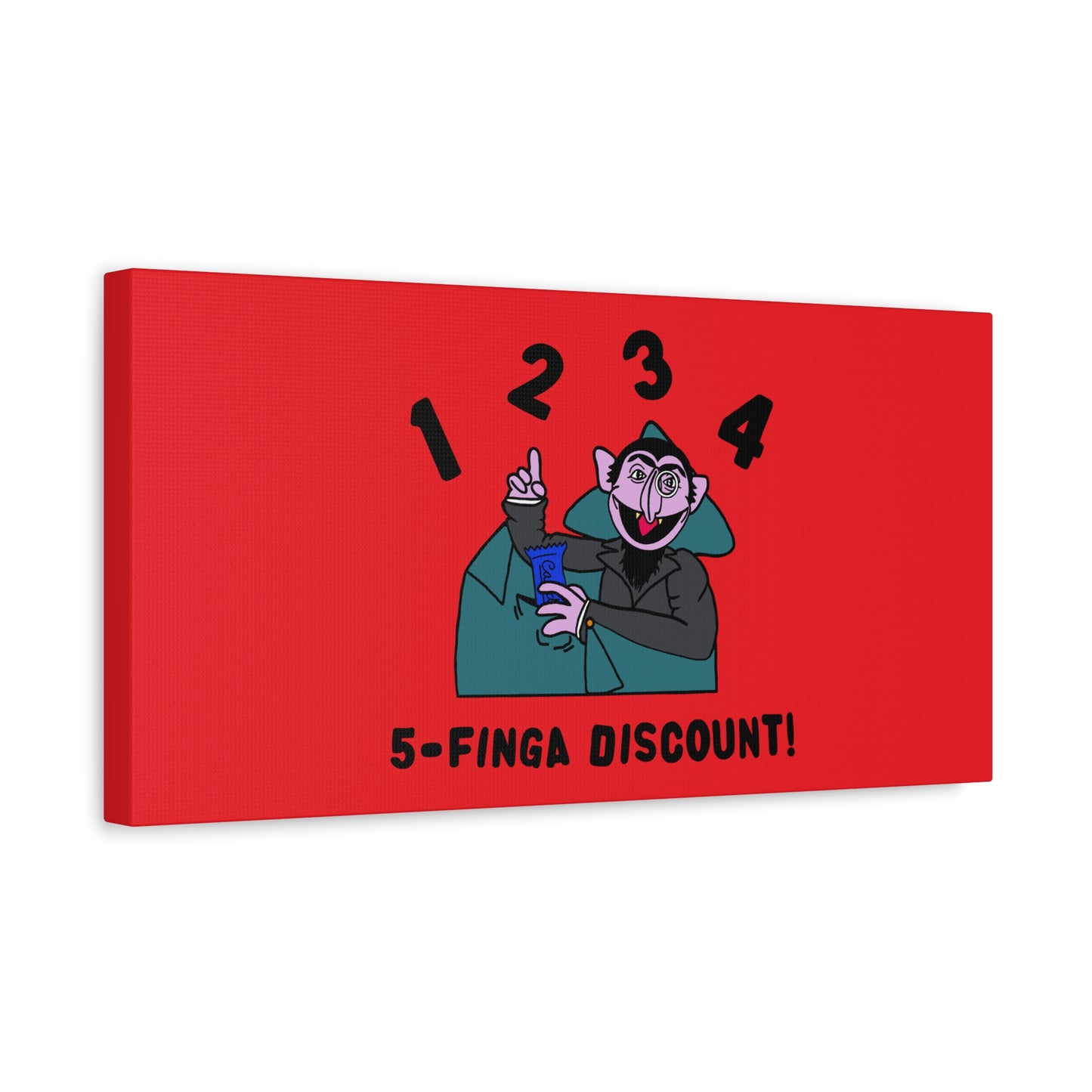 Five Finger Discount Canvas Print Red - Sesame Street The Count Parody Art Print