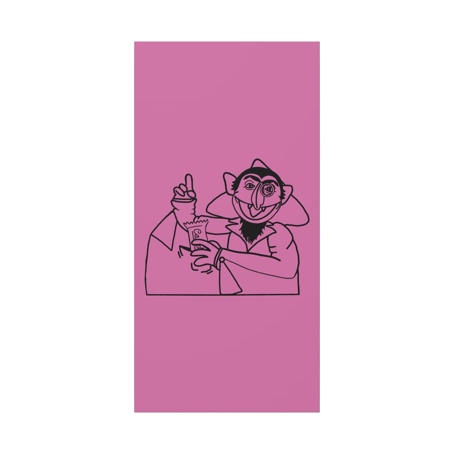 The Count Stealing Candy Outline Canvas Print Light Pink - Sesame Street The Count Parody Art
