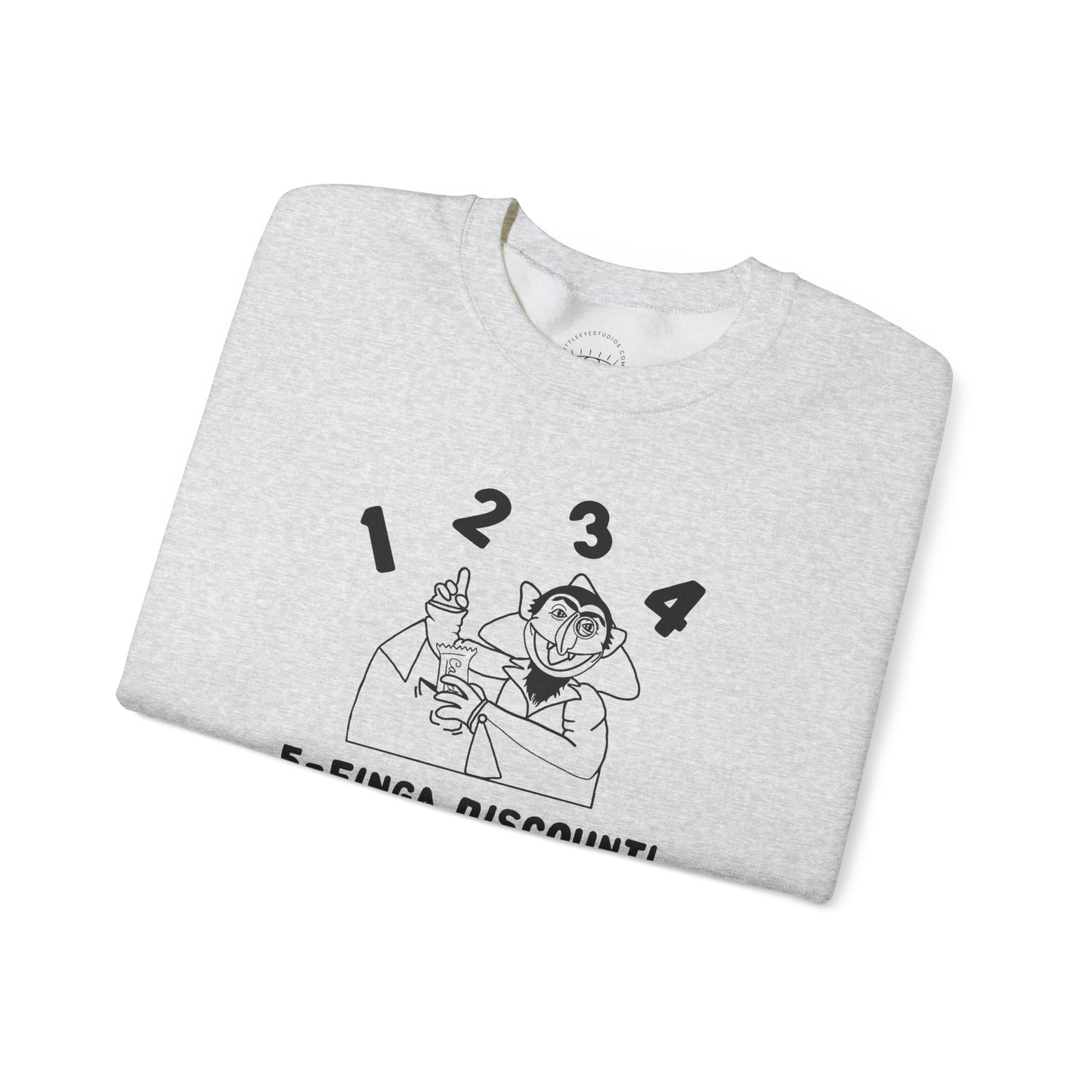 Five Finger Discount Outline Sweatshirt - Sesame Street The Count Parody Sweatshirt
