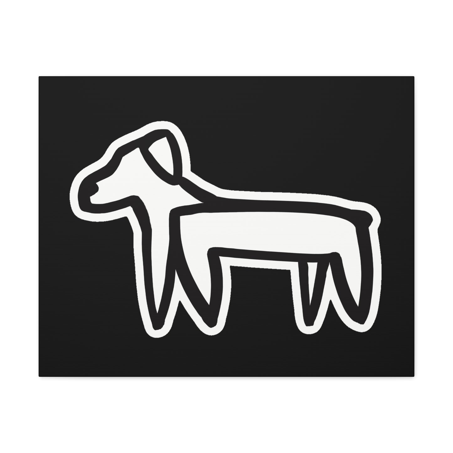Dog Canvas Print on Black (Sticker Style Dog) - Dog Art Print