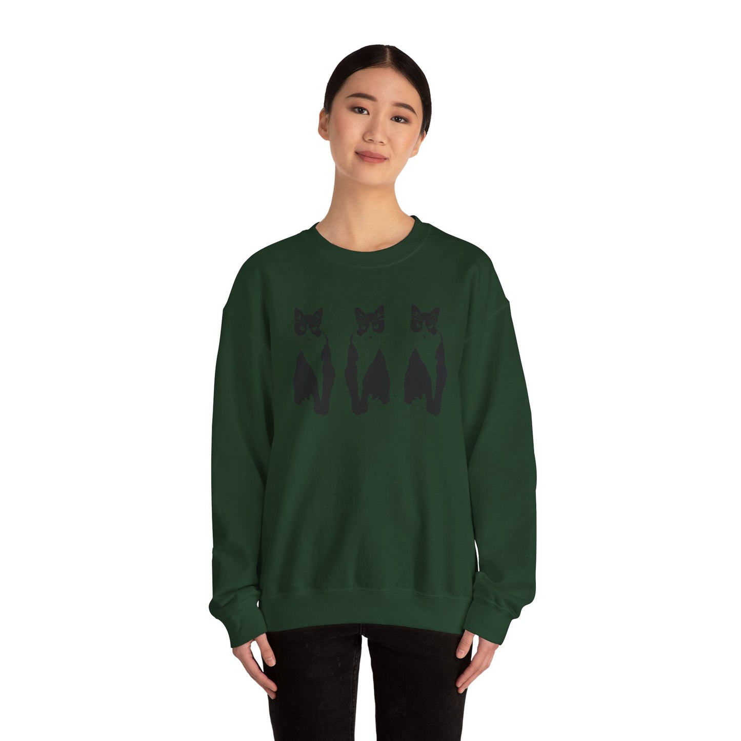 Cat x3 Sweatshirt (Transparent Style Cat) - Cat Drawing Sweatshirt