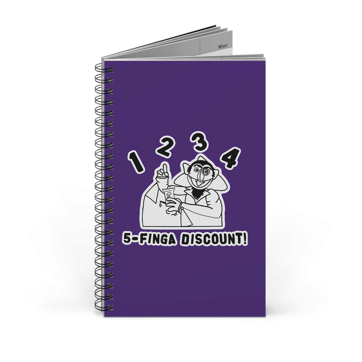 Five Finger Discount Outline Notebook Purple - Sesame Street The Count Parody Notebook