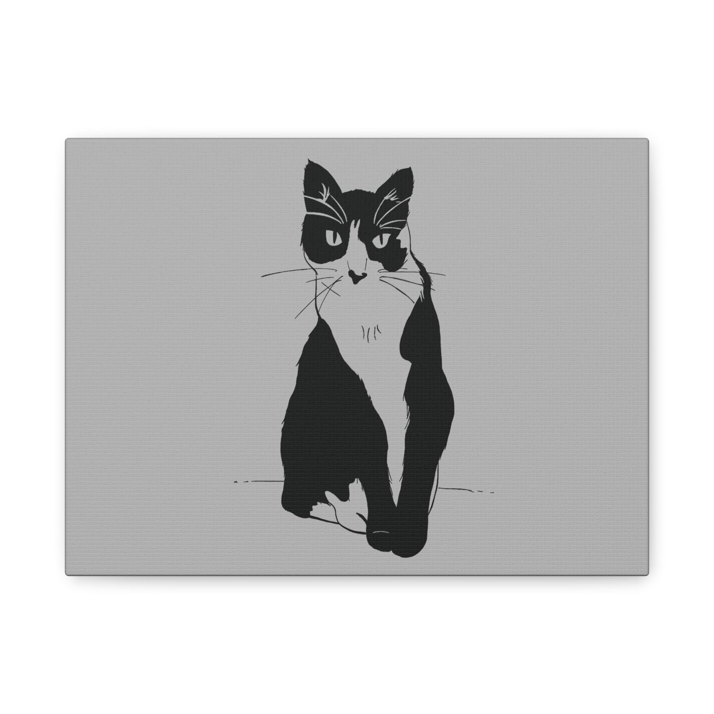 Cat Canvas Print on Grey (Transparent Style Cat) - Cat Drawing Art