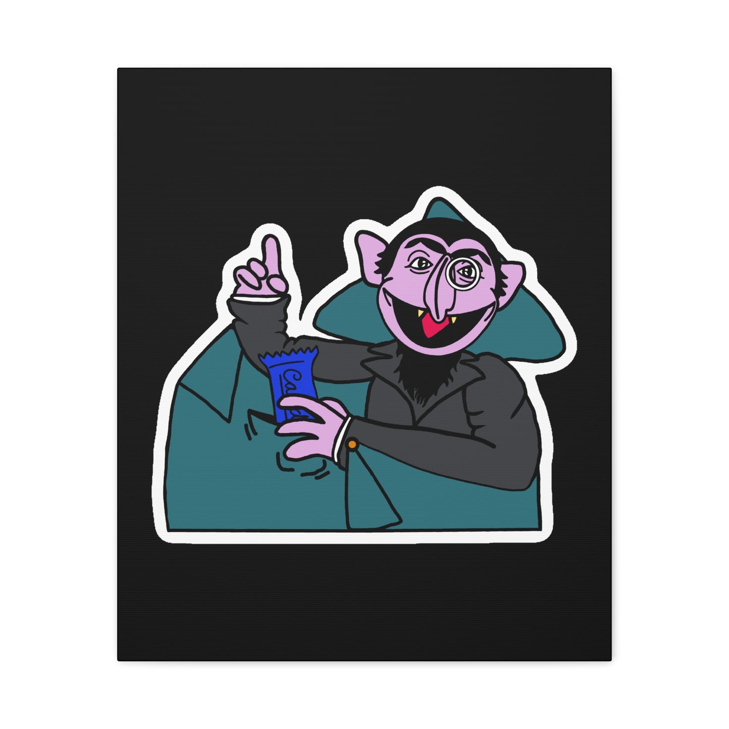 The Count Stealing Candy Canvas Print Black - Sesame Street The Count Parody Art