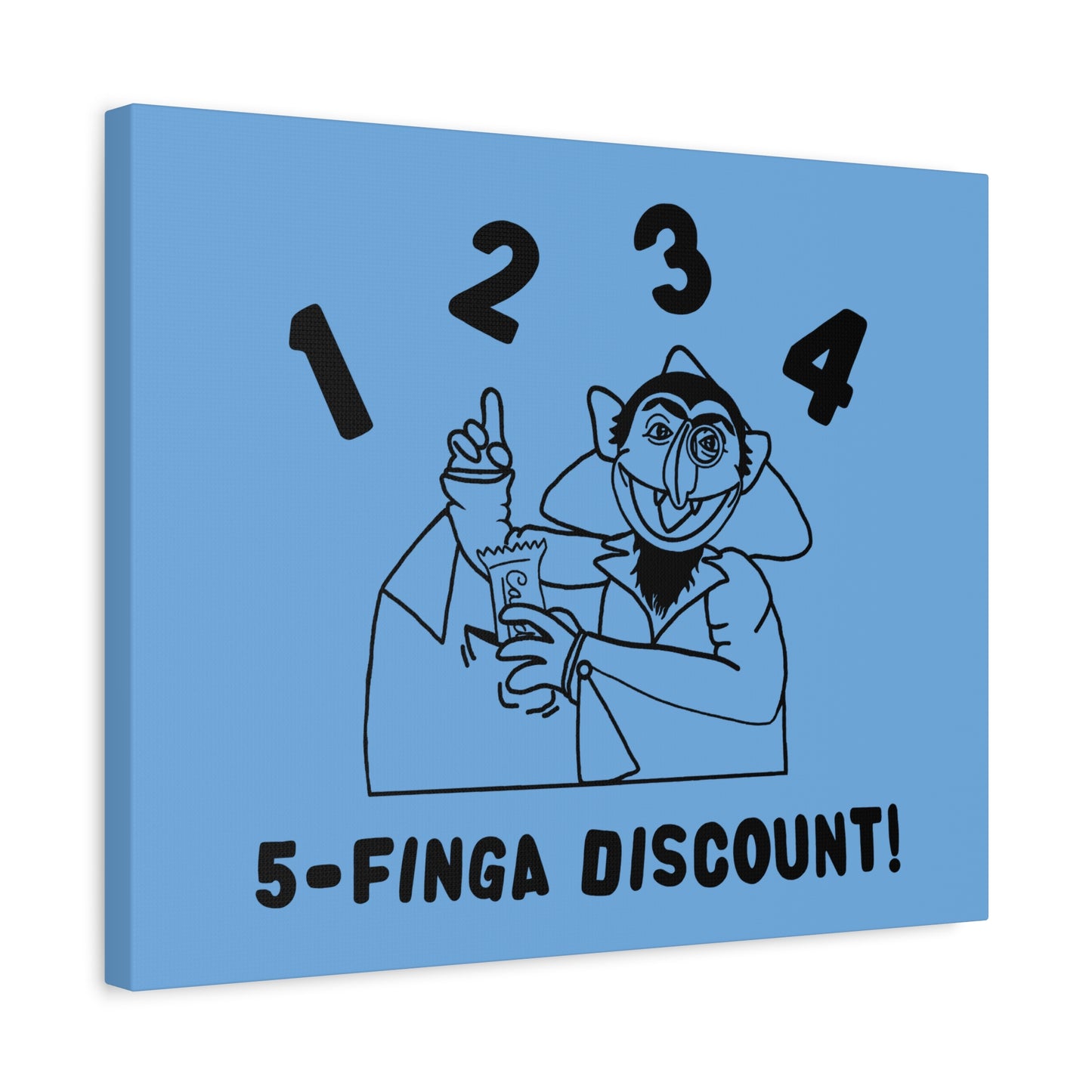 Five Finger Discount Outline Canvas Print Light Blue - Sesame Street The Count Parody Art Print