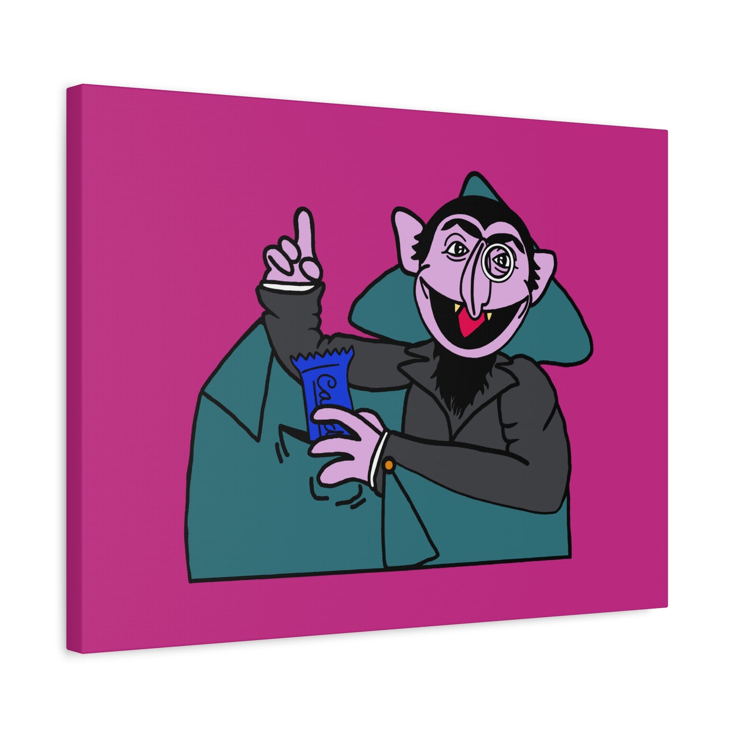 The Count Stealing Candy Canvas Print Pink - Sesame Street The Count Parody Art