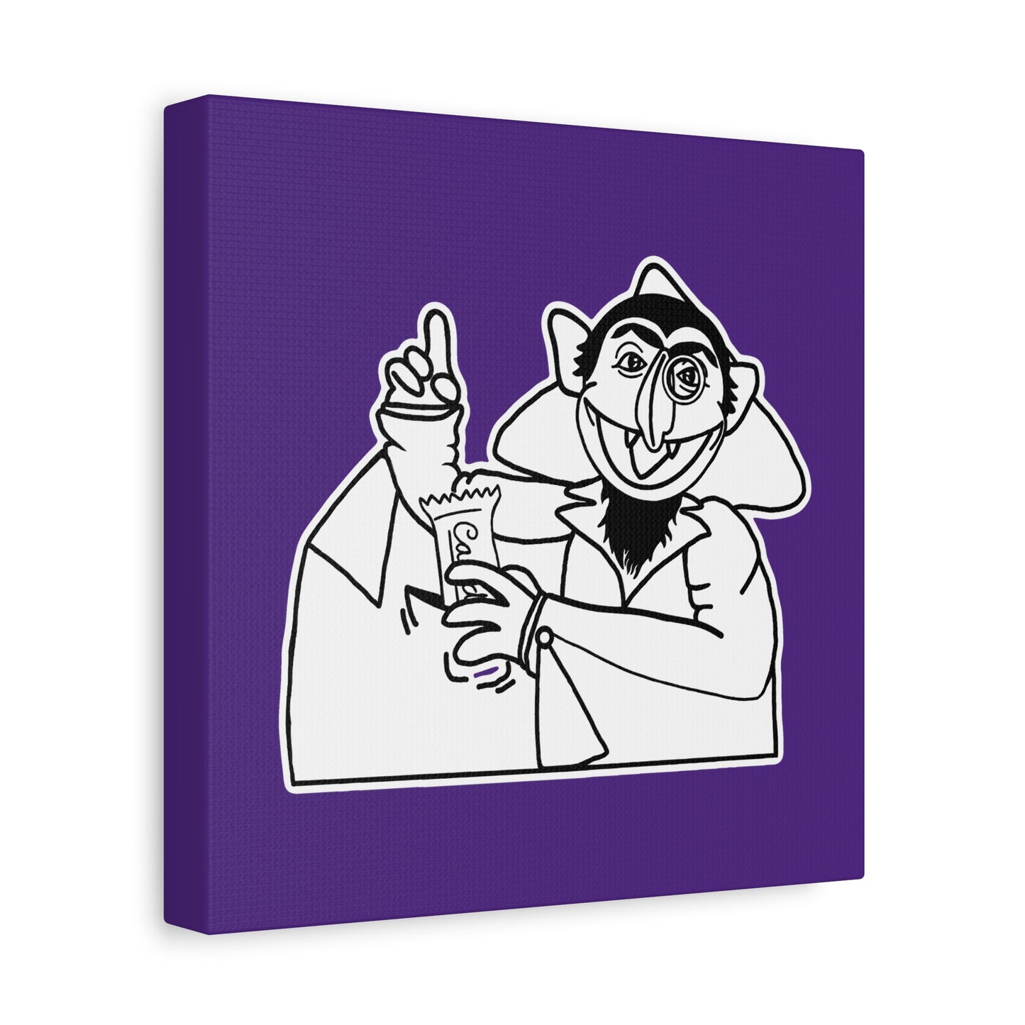 The Count Stealing Candy Outline Canvas Print Purple - Sesame Street The Count Parody Art