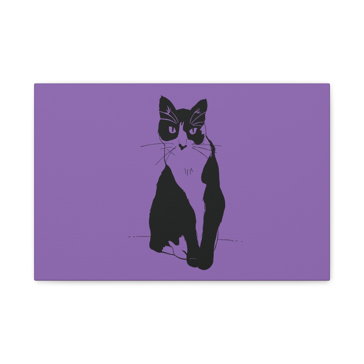 Cat Canvas Print on Purple (Transparent Style Cat) - Cat Drawing Art
