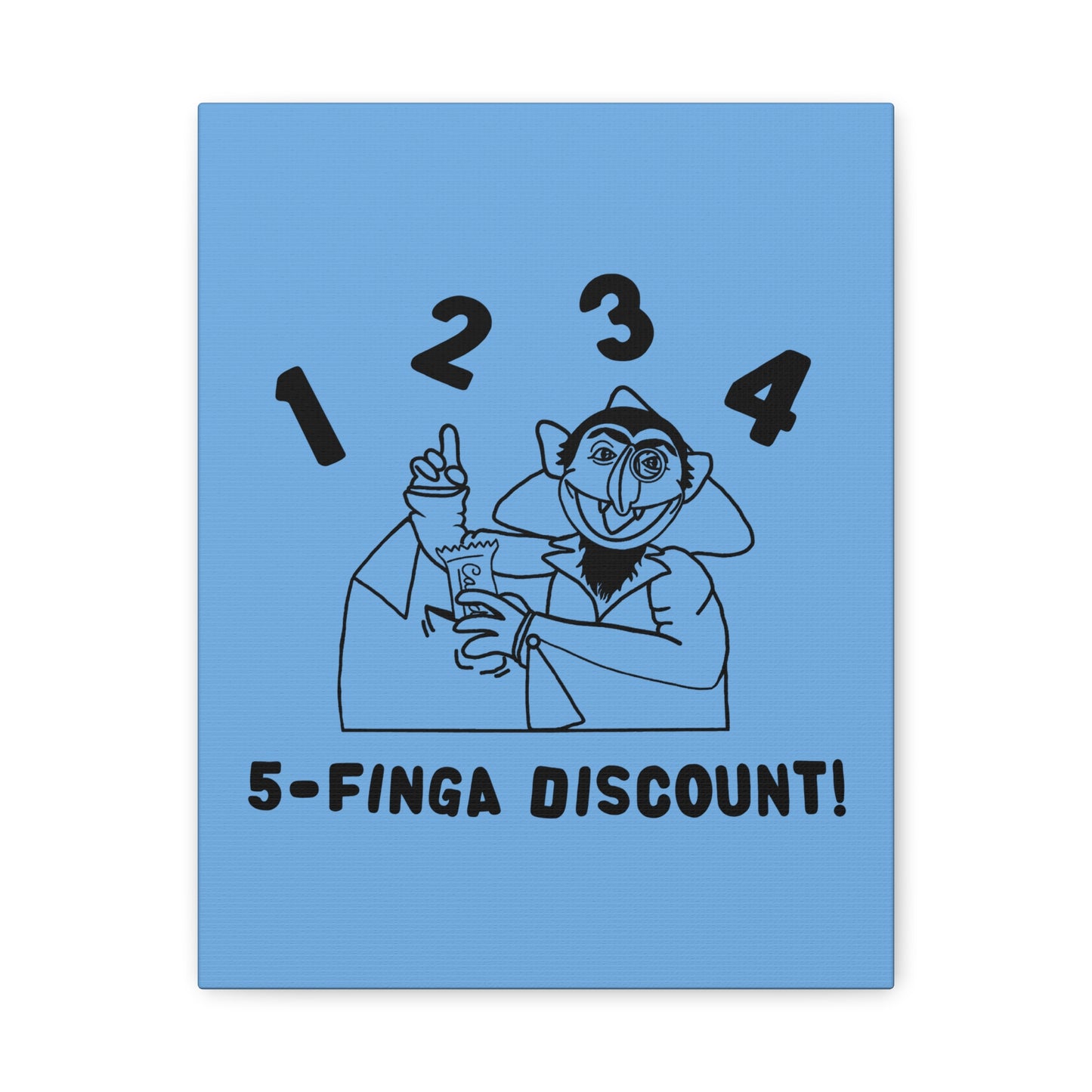 Five Finger Discount Outline Canvas Print Light Blue - Sesame Street The Count Parody Art Print