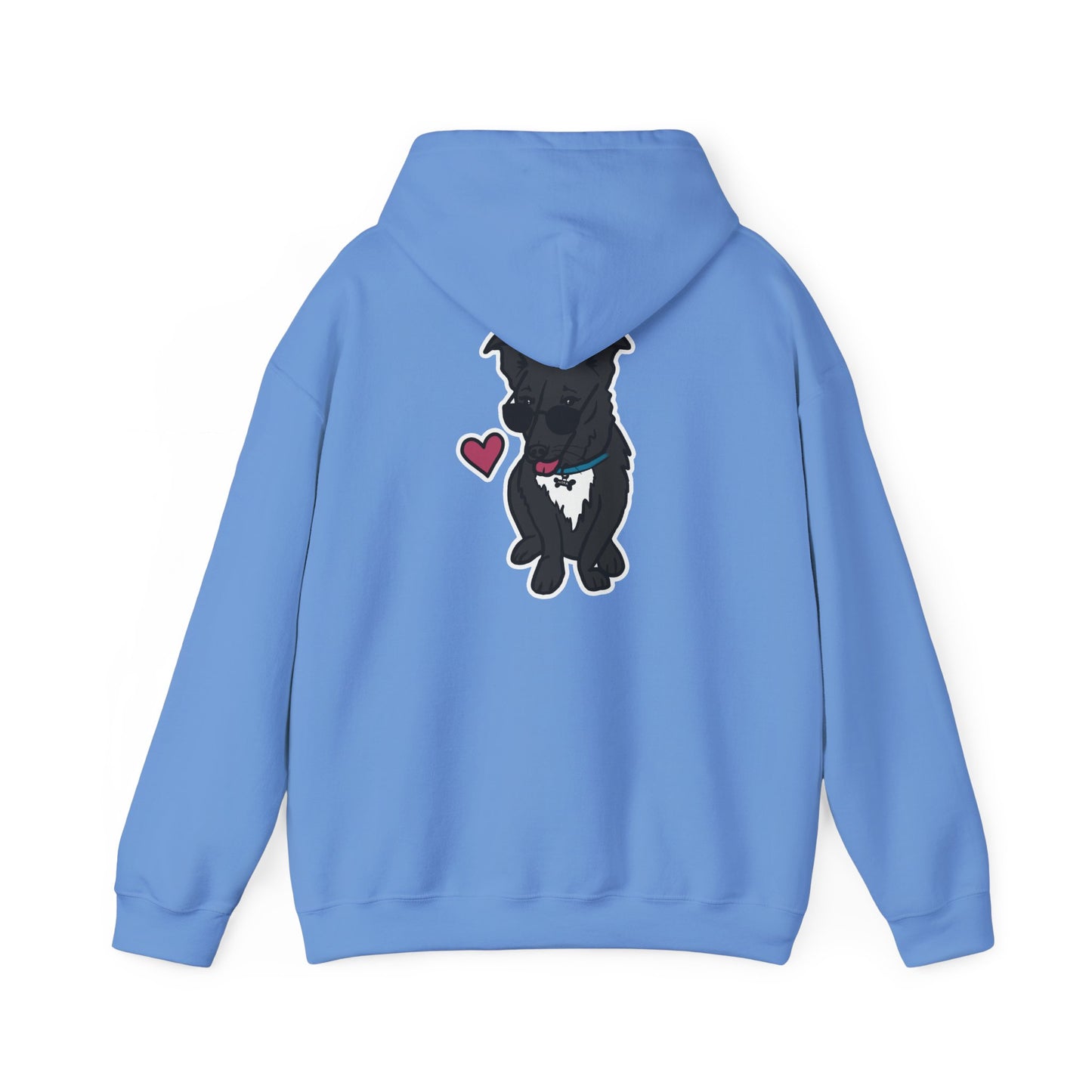 Nora the Dog Heart Hoodie Back Design (Sticker Style Nora) - Nora Hooded Sweatshirt
