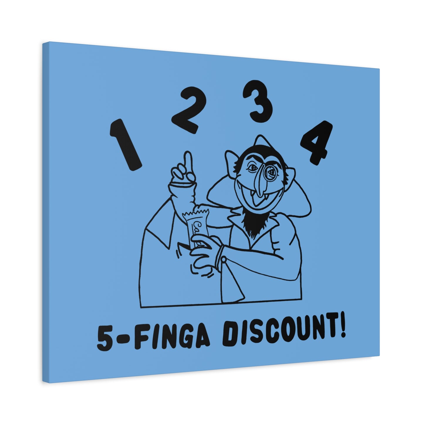 Five Finger Discount Outline Canvas Print Light Blue - Sesame Street The Count Parody Art Print