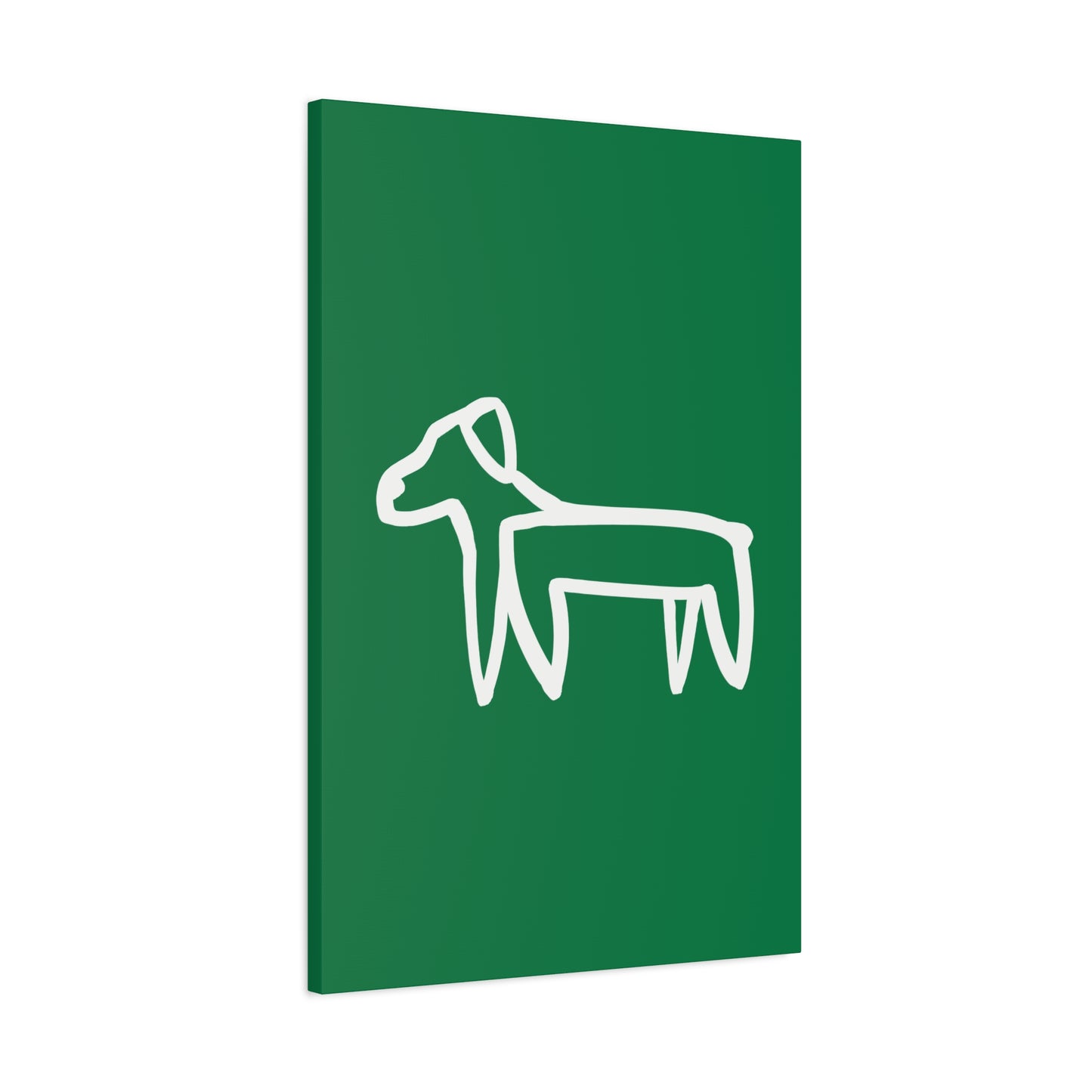 Dog Canvas Print on Green (Transparent Style White Dog) - Dog Art Print