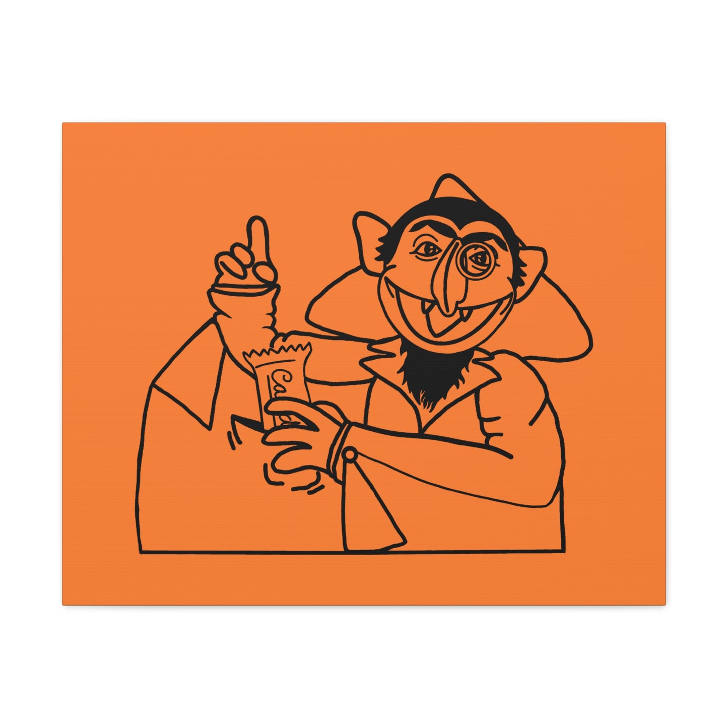The Count Stealing Candy Outline Canvas Print Light Orange - Sesame Street The Count Parody Art