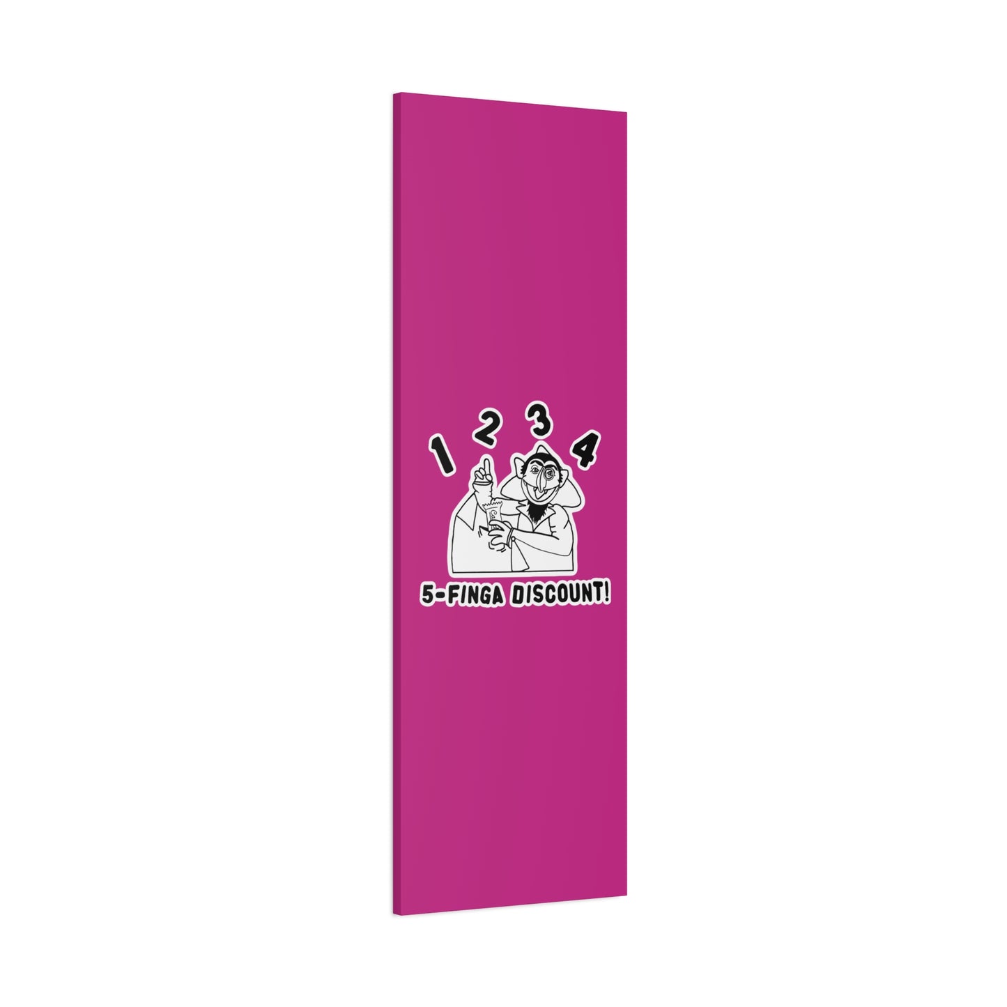 Five Finger Discount Outline Canvas Print Pink - Sesame Street The Count Parody Art Print