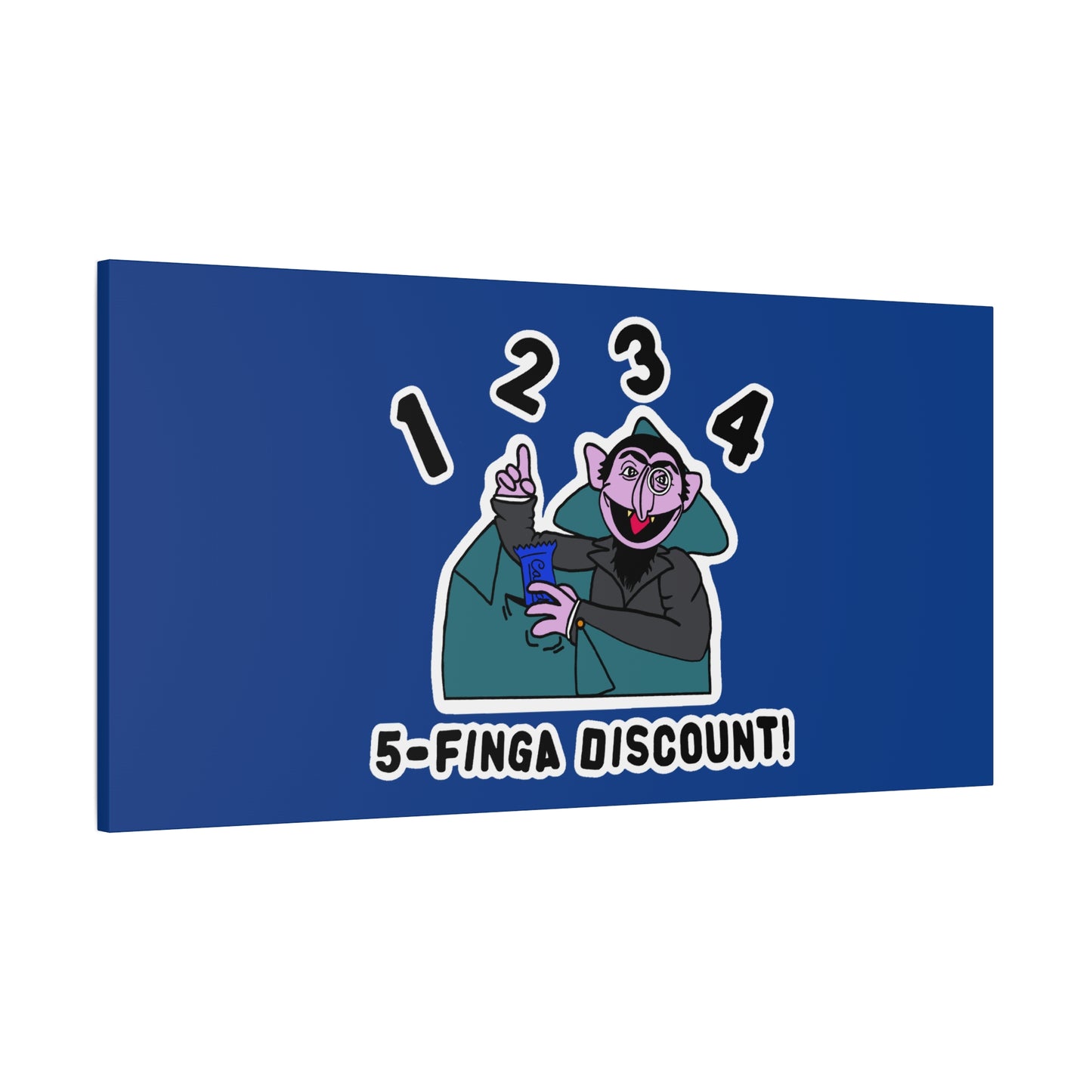 Five Finger Discount Canvas Print Dark Blue - Sesame Street The Count Parody Art Print