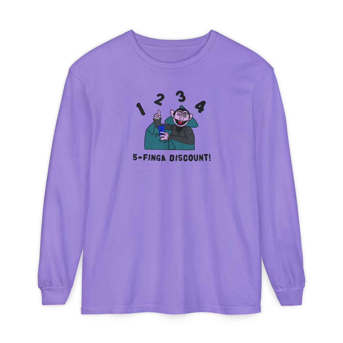 Five Finger Discount Long Sleeve Tee - Sesame Street The Count 5-Finger Discount Shirt