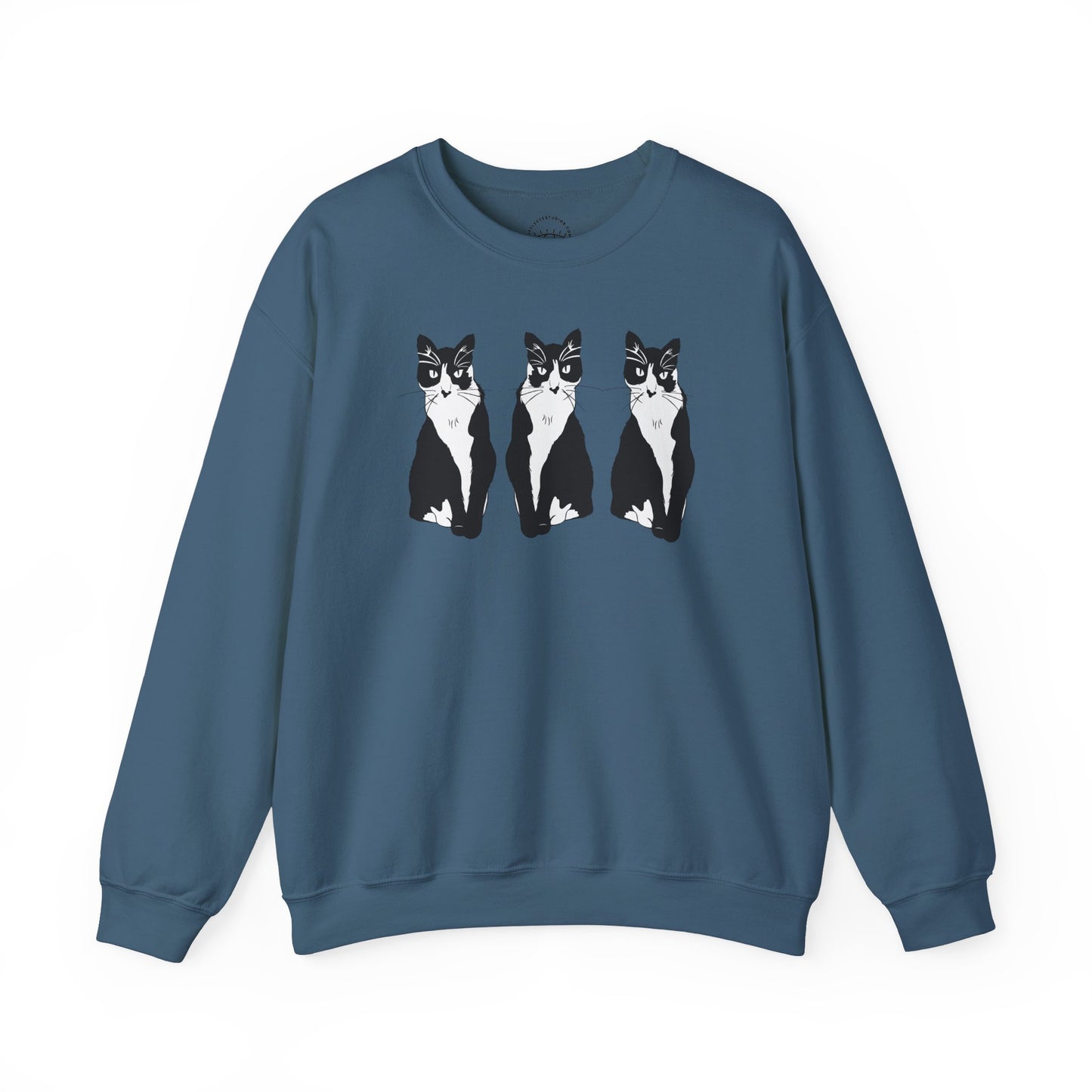 Cat x3 Sweatshirt (B&W Style Cat) - Cat Drawing Sweatshirt