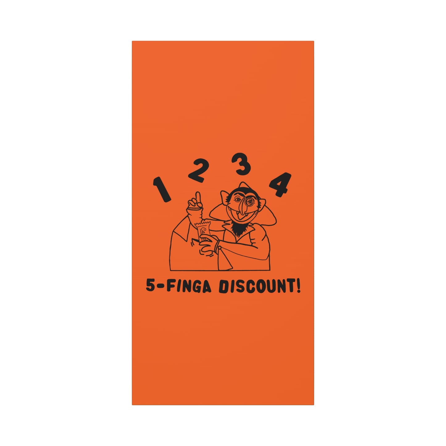 Five Finger Discount Outline Canvas Print Orange - Sesame Street The Count Parody Art Print
