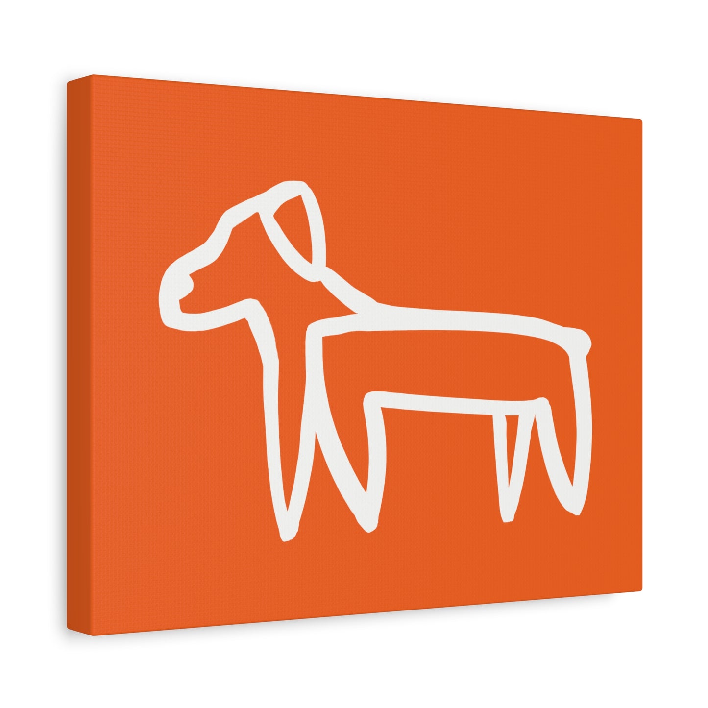 Dog Canvas Print on Orange (Transparent Style White Dog) - Dog Art Print