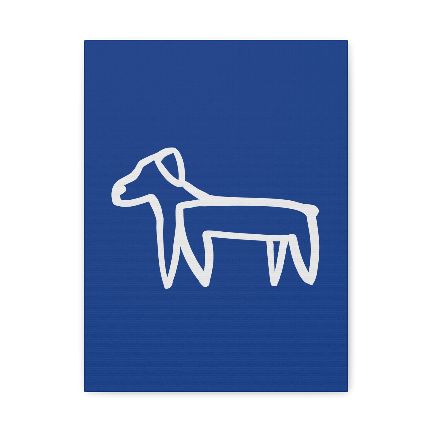 Dog Canvas Print on Blue (Transparent Style White Dog) - Dog Art Print