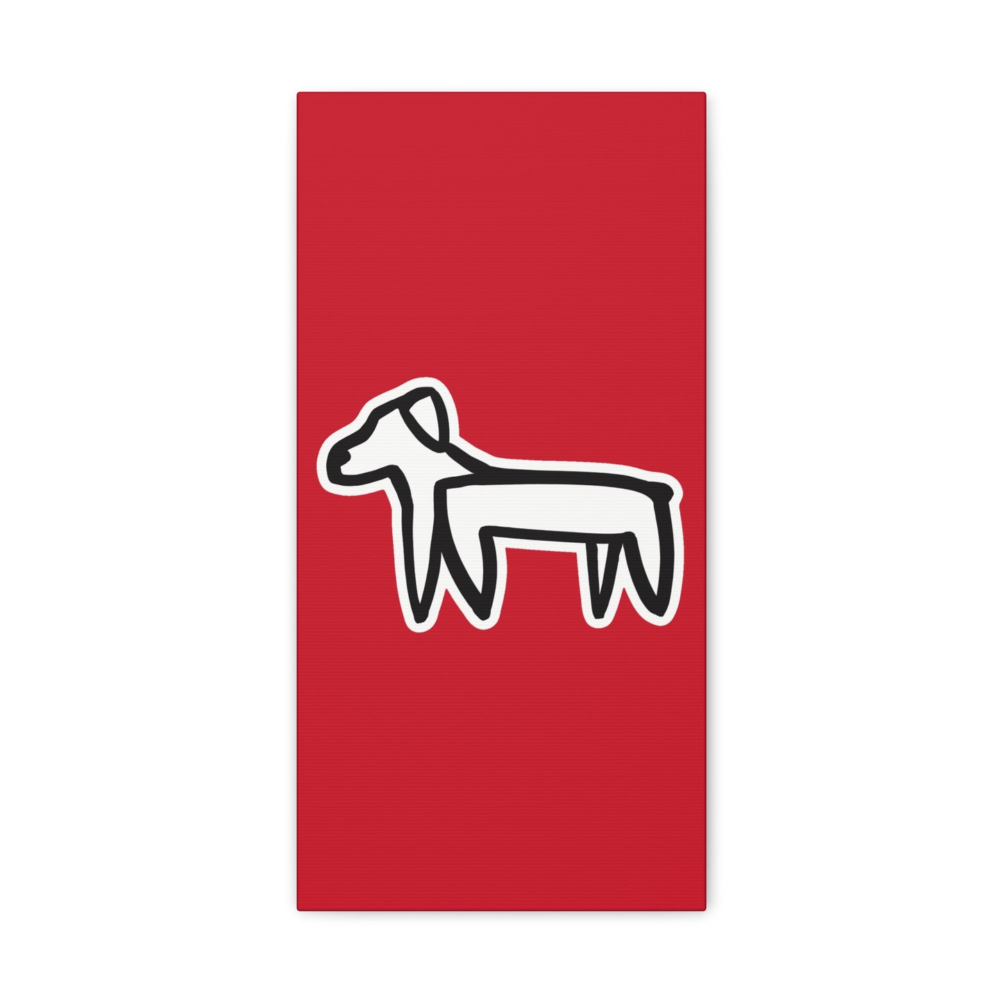 Dog Canvas Print on Red (Sticker Style White Dog) - Dog Art Print