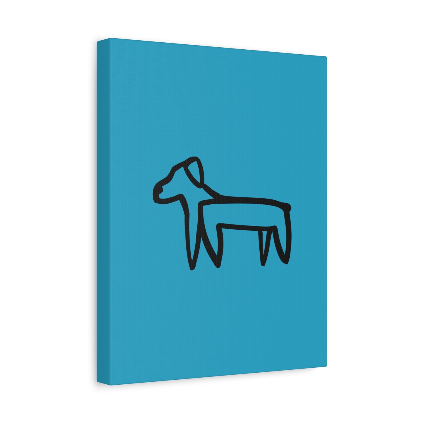 Dog Canvas Print on Turquoise (Transparent Style Black Dog) - Dog Drawing Canvas