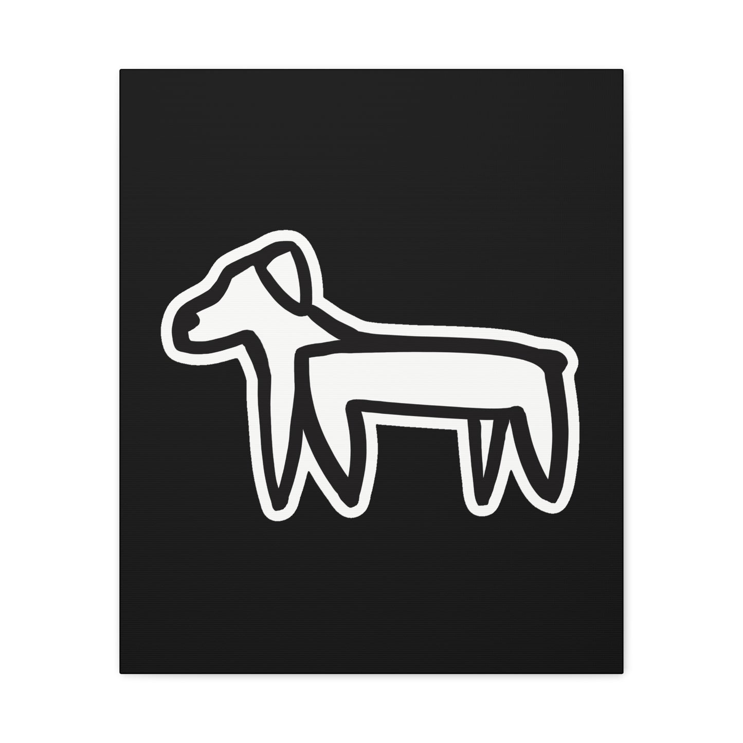 Dog Canvas Print on Black (Sticker Style Dog) - Dog Art Print