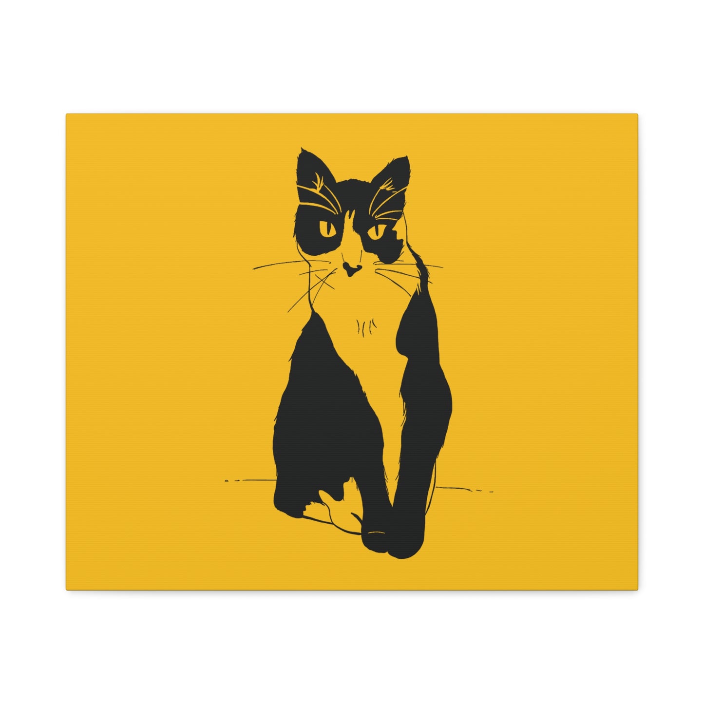 Cat Canvas Print on Yellow (Transparent Style Cat) - Cat Drawing Art