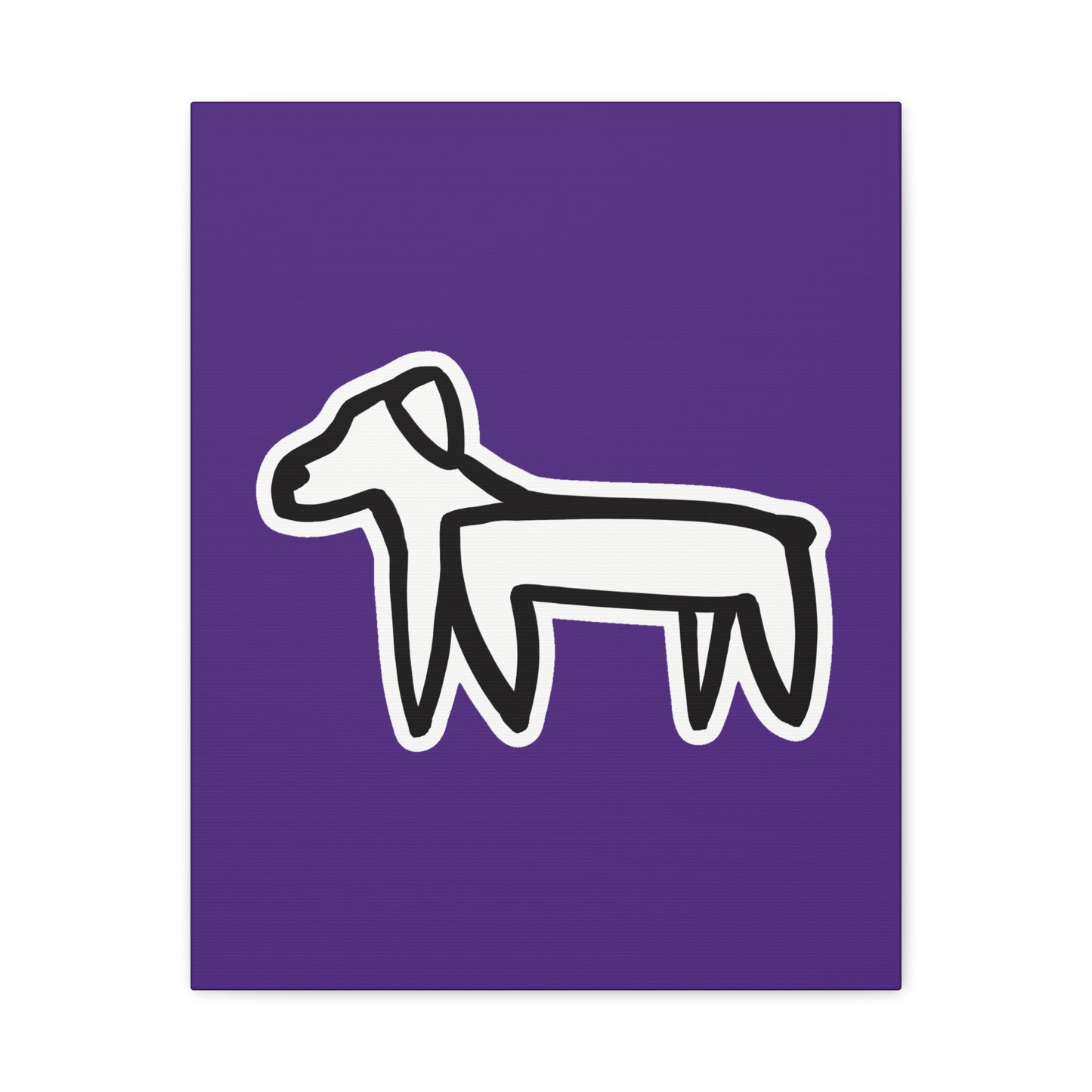 Dog Canvas Print on Purple (Sticker Style White Dog) - Dog Art Print