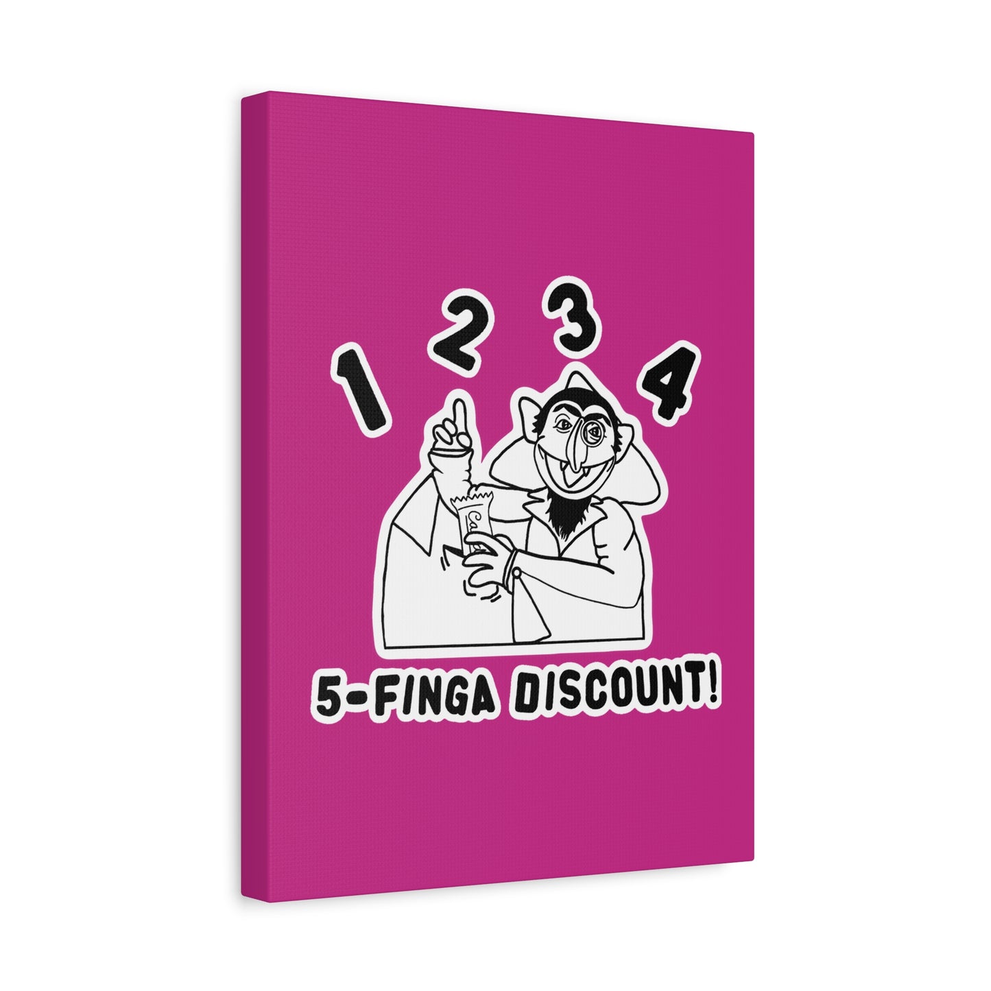 Five Finger Discount Outline Canvas Print Pink - Sesame Street The Count Parody Art Print