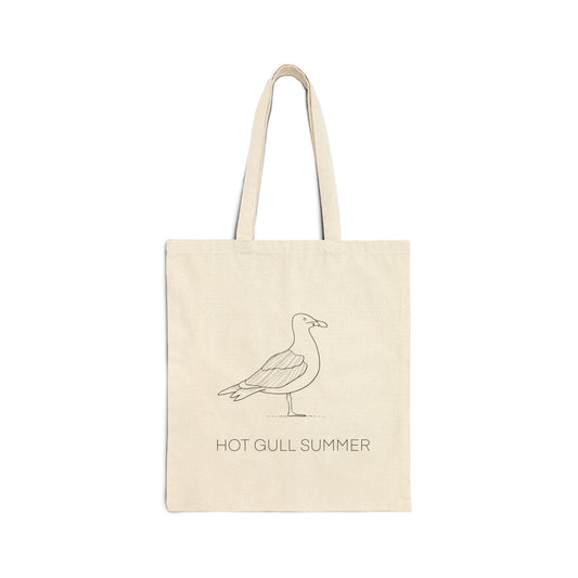Hot Gull Summer Seagull Canvas Tote Bag - Seagull Drawing Beachy Canvas Bag