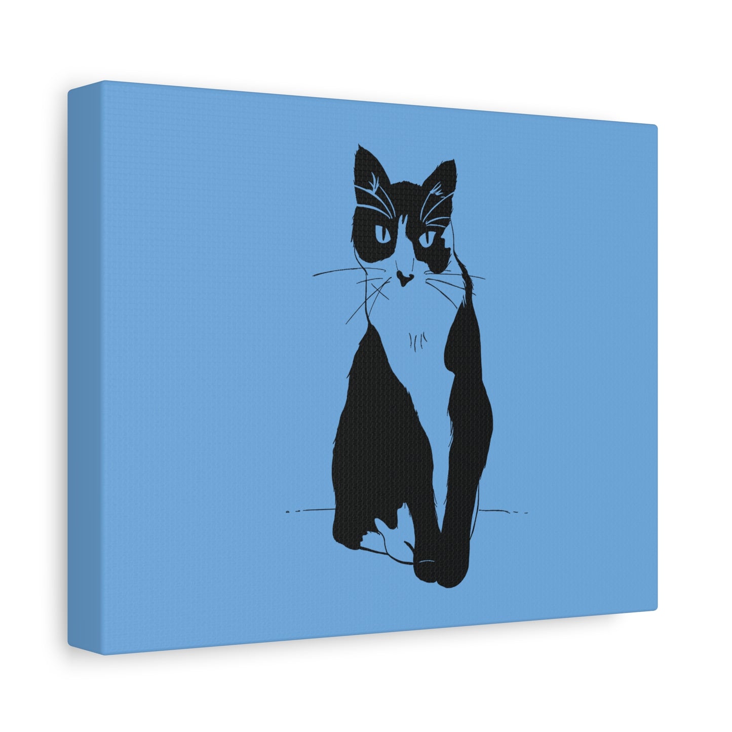 Cat Canvas Print on Light Blue (Transparent Style Cat) - Cat Drawing Art