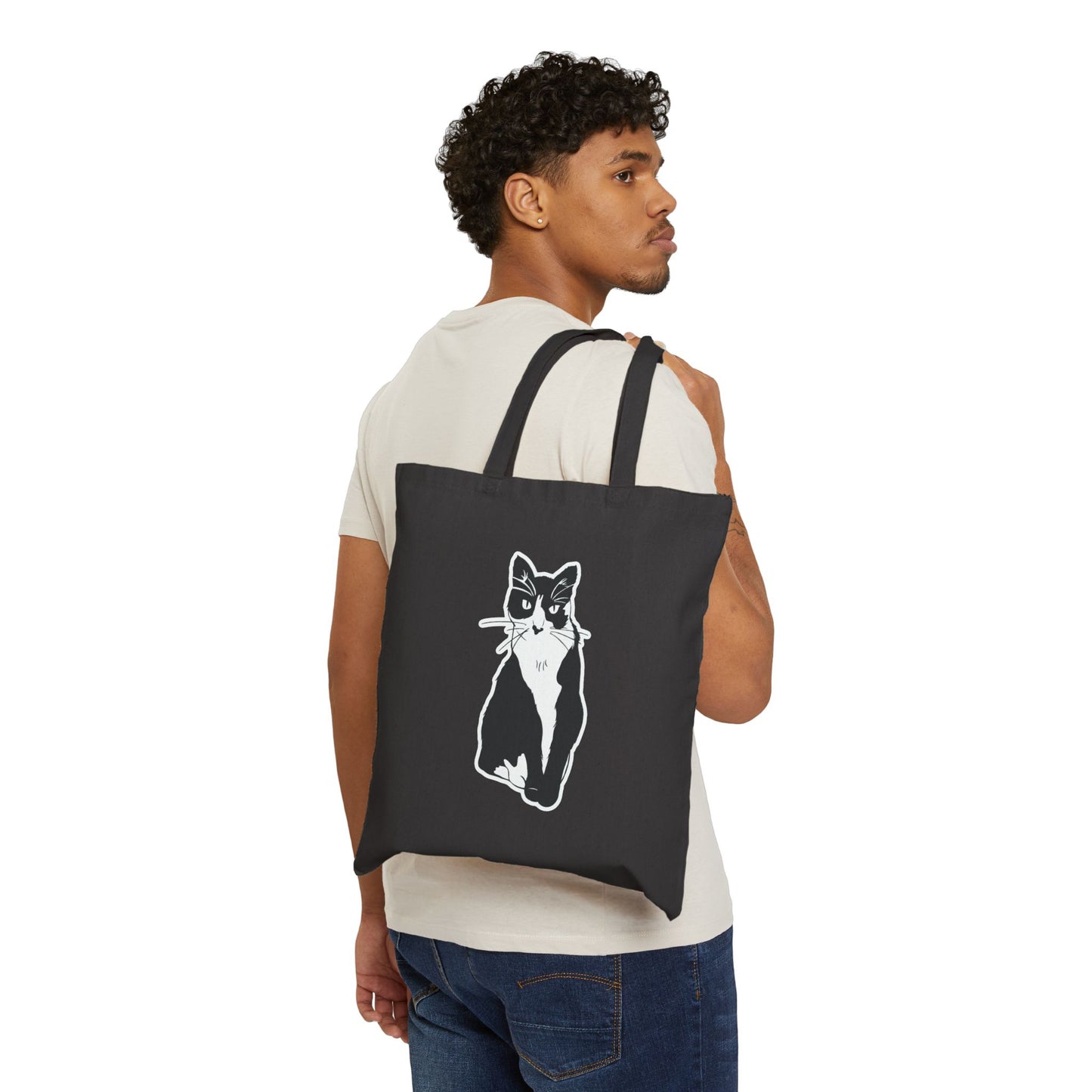 Cat Tote Bag (Sticker Style Cat) - Cat Drawing Bag