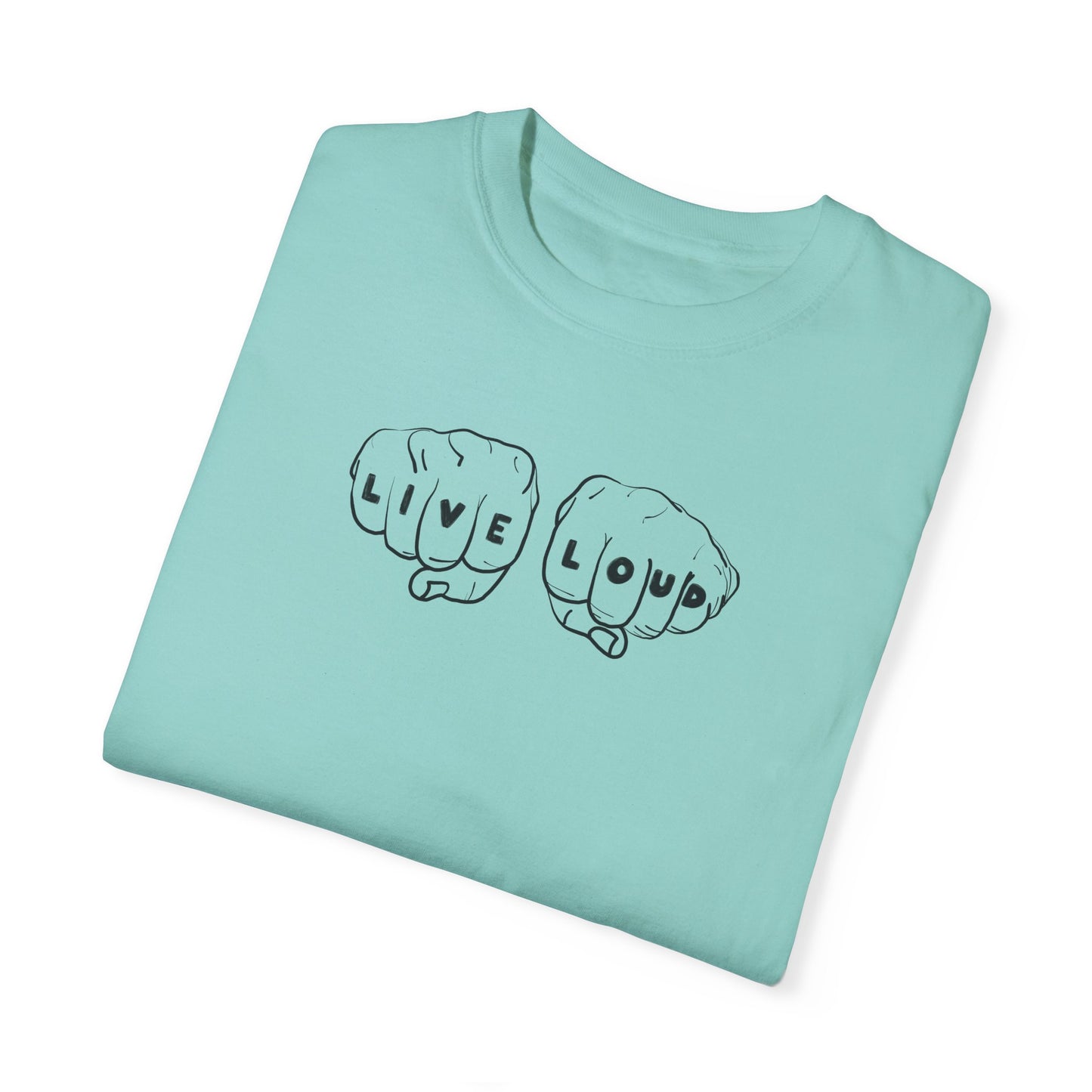 Live Loud Knuckle Tats Tattooed Fists Tee