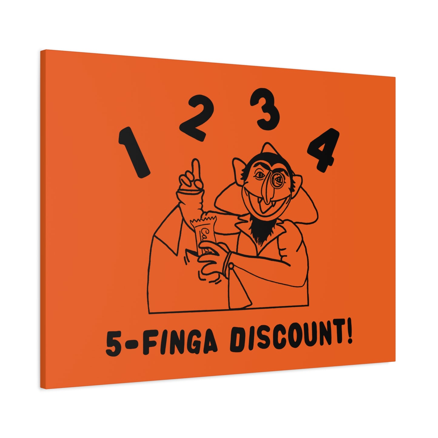 Five Finger Discount Outline Canvas Print Orange - Sesame Street The Count Parody Art Print
